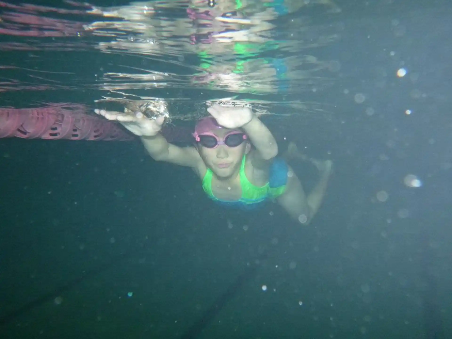 a man swimming underwater