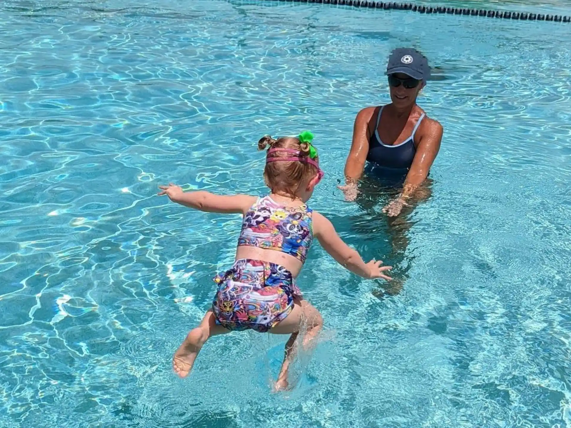 two women in a pool