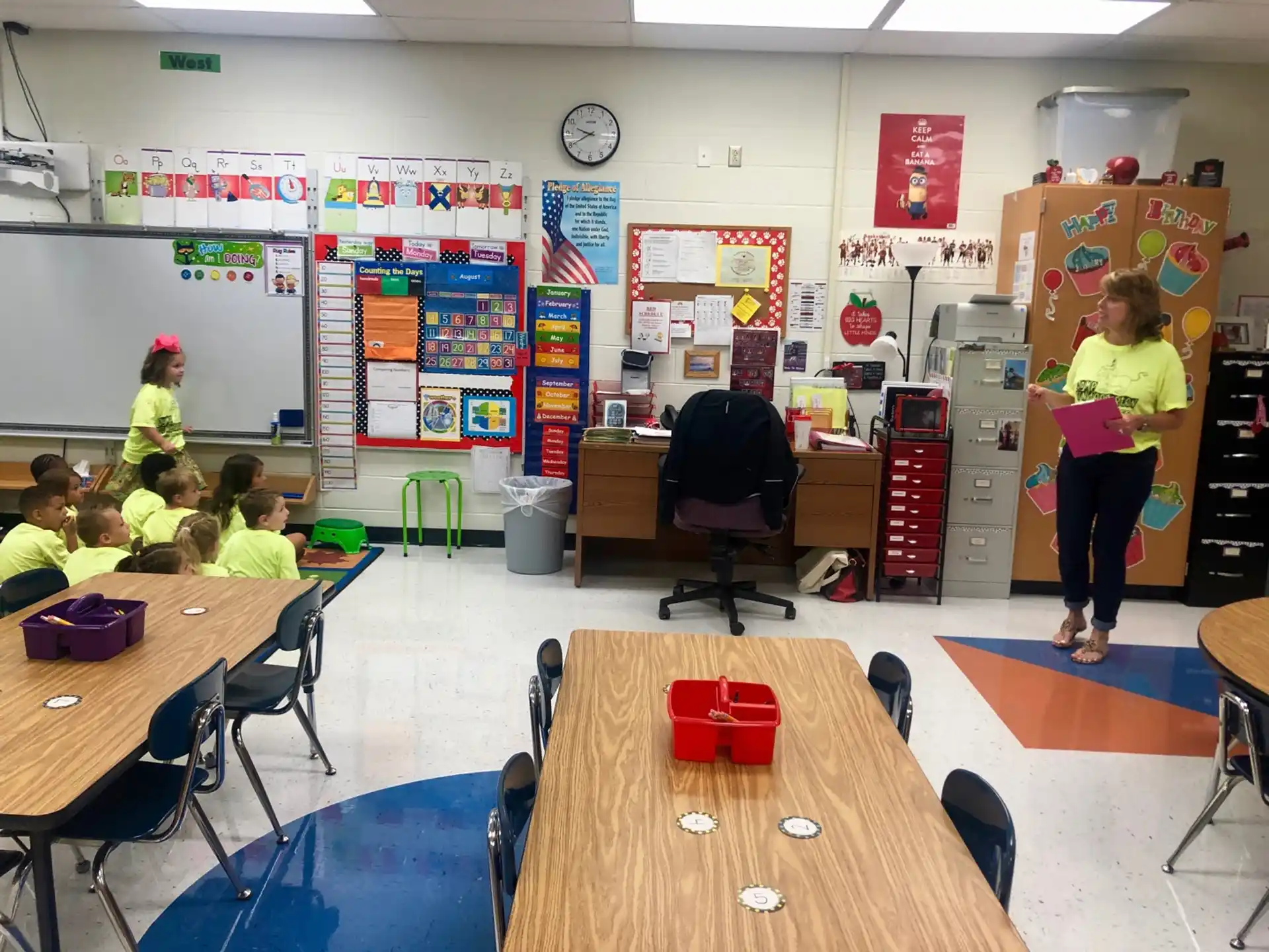 a group of children in a classroom