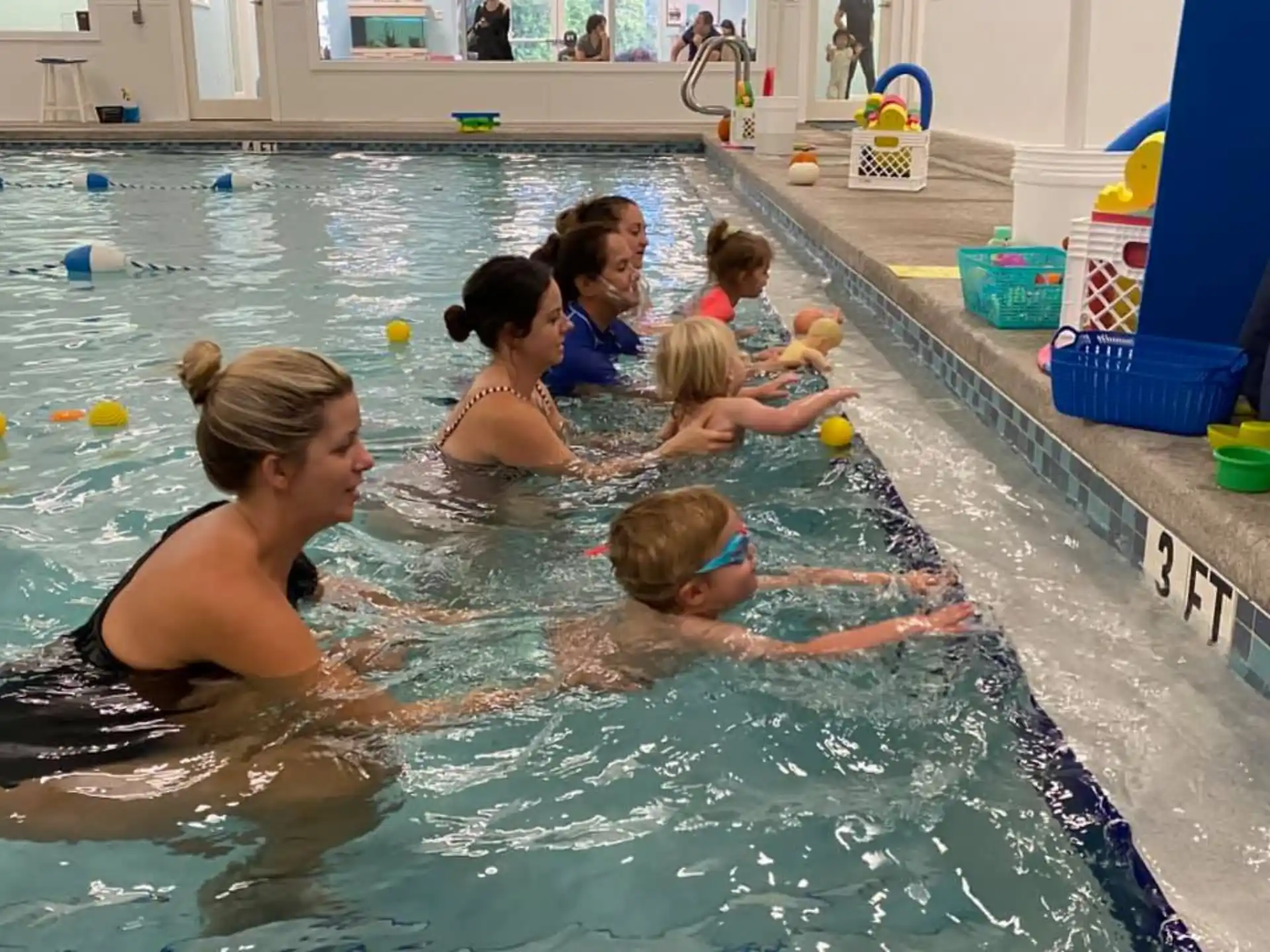a group of people in a pool