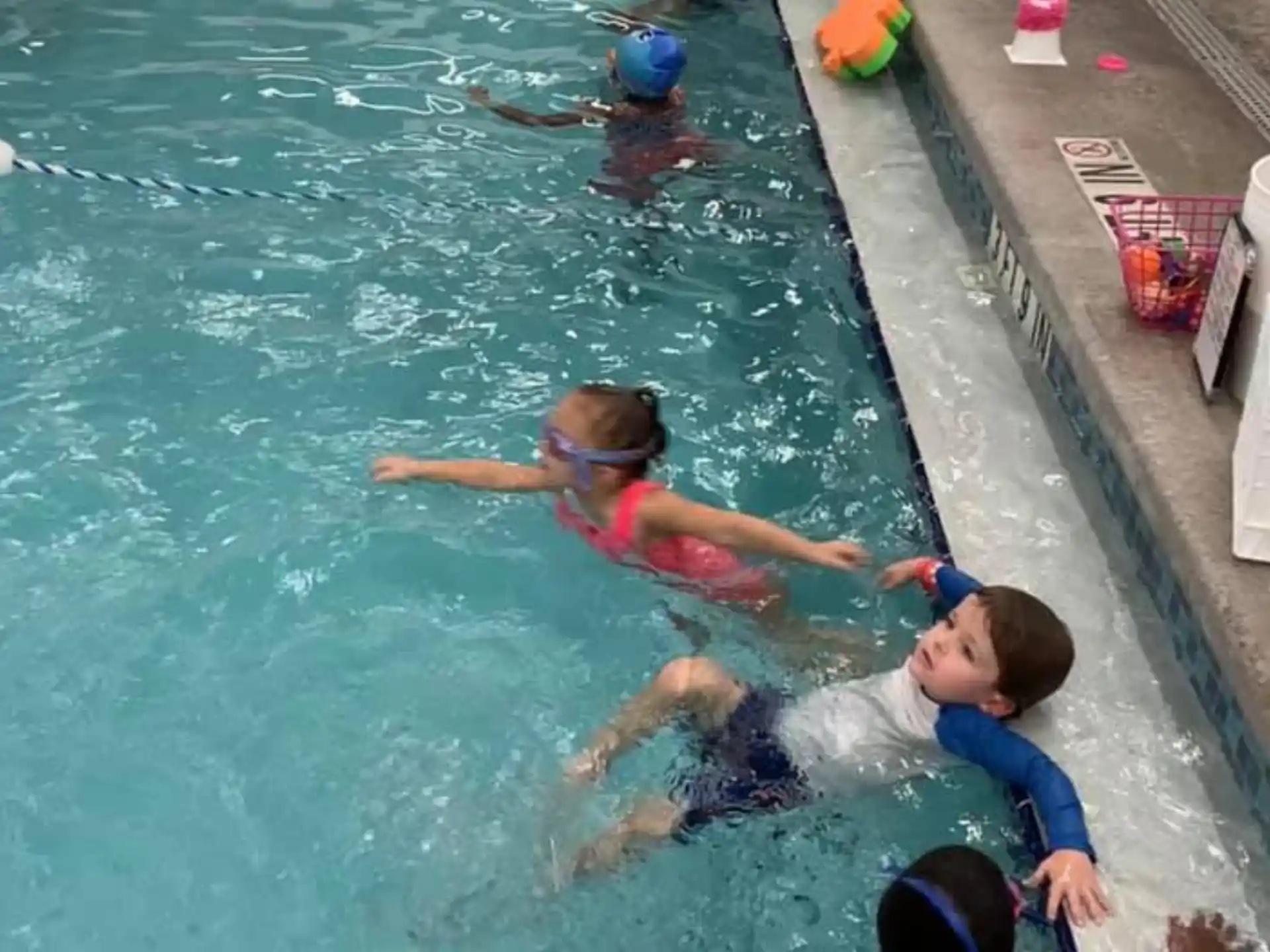 a group of people in a pool