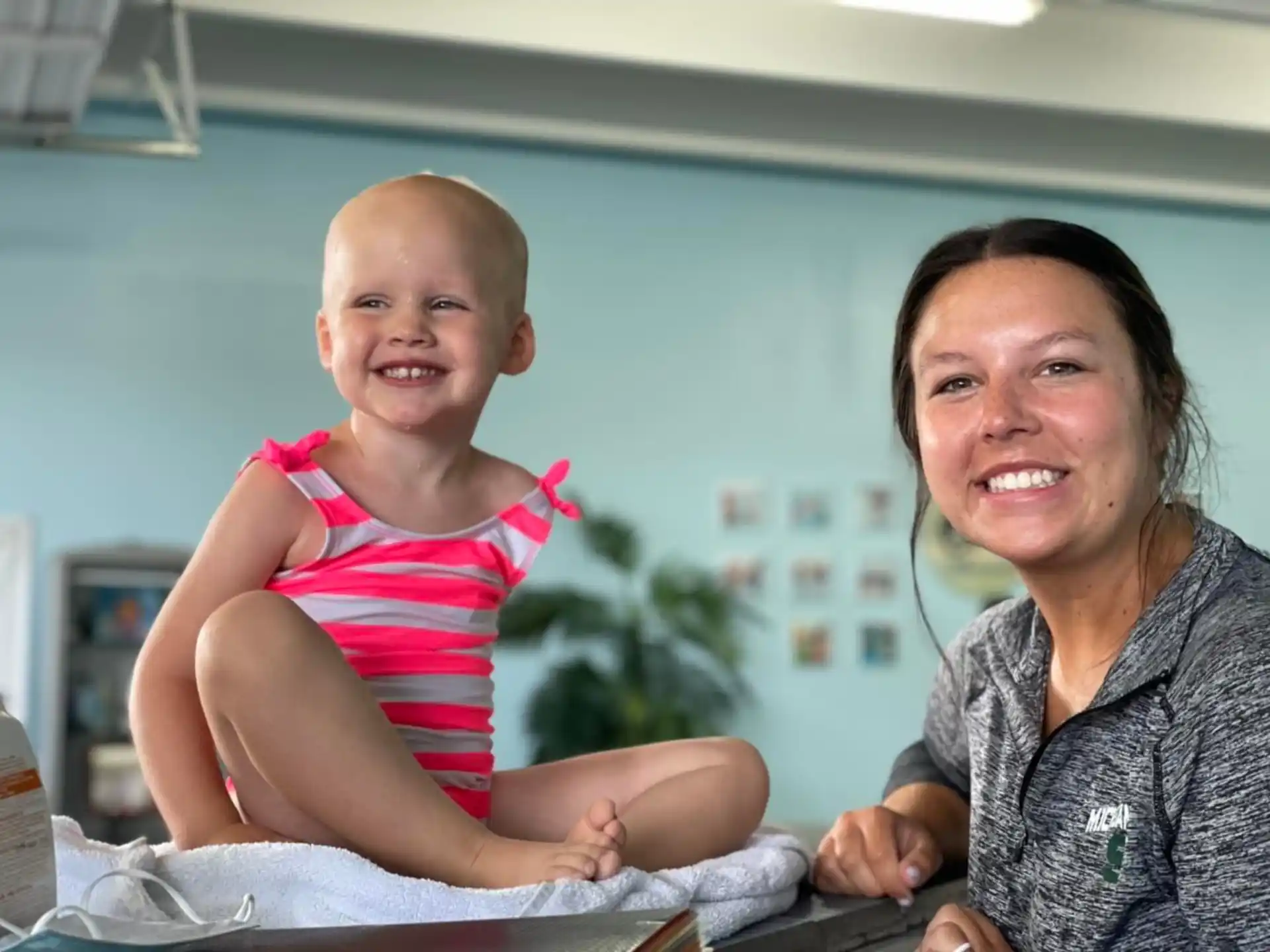 a woman and a baby