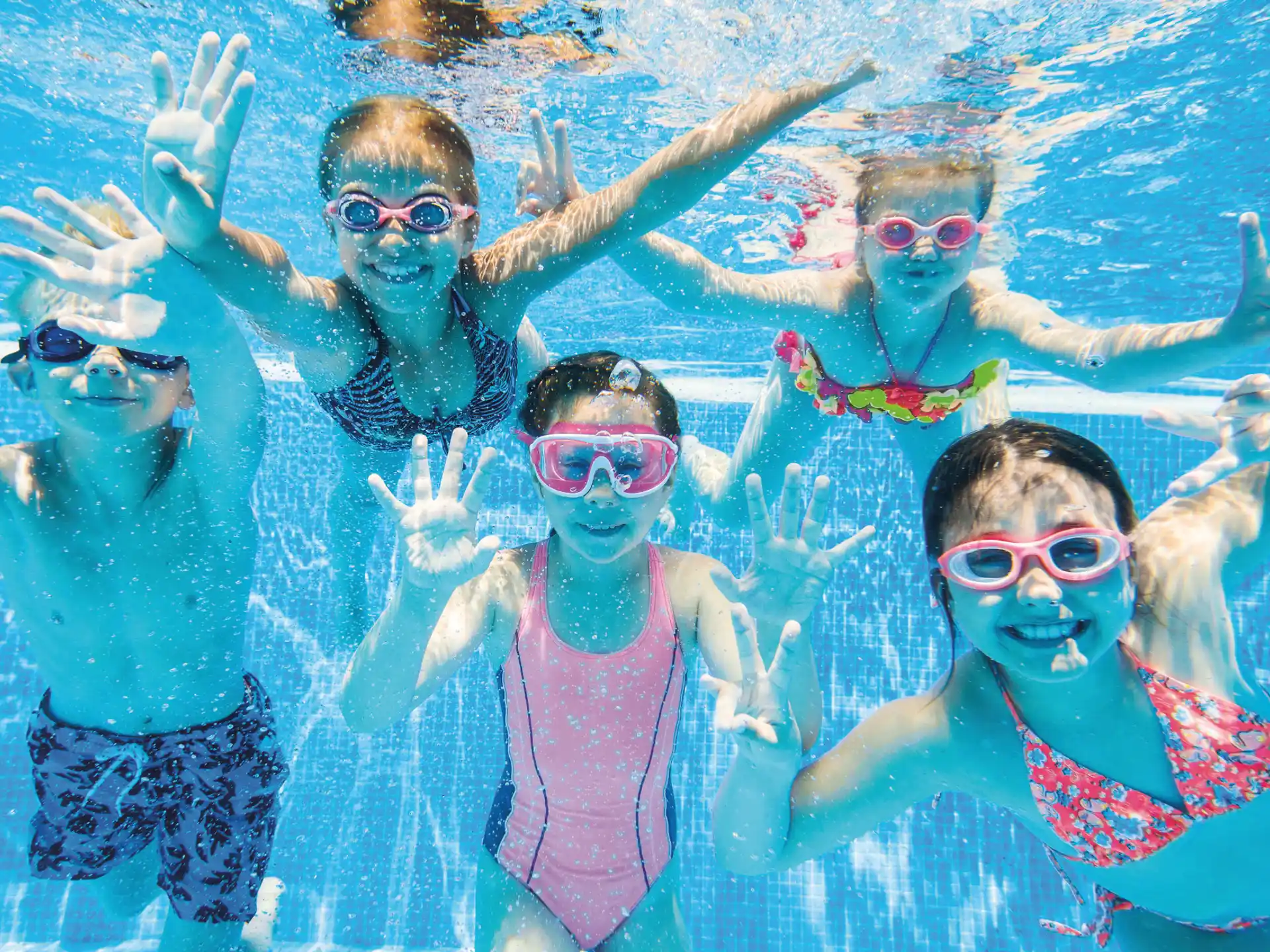 a group of people in a pool