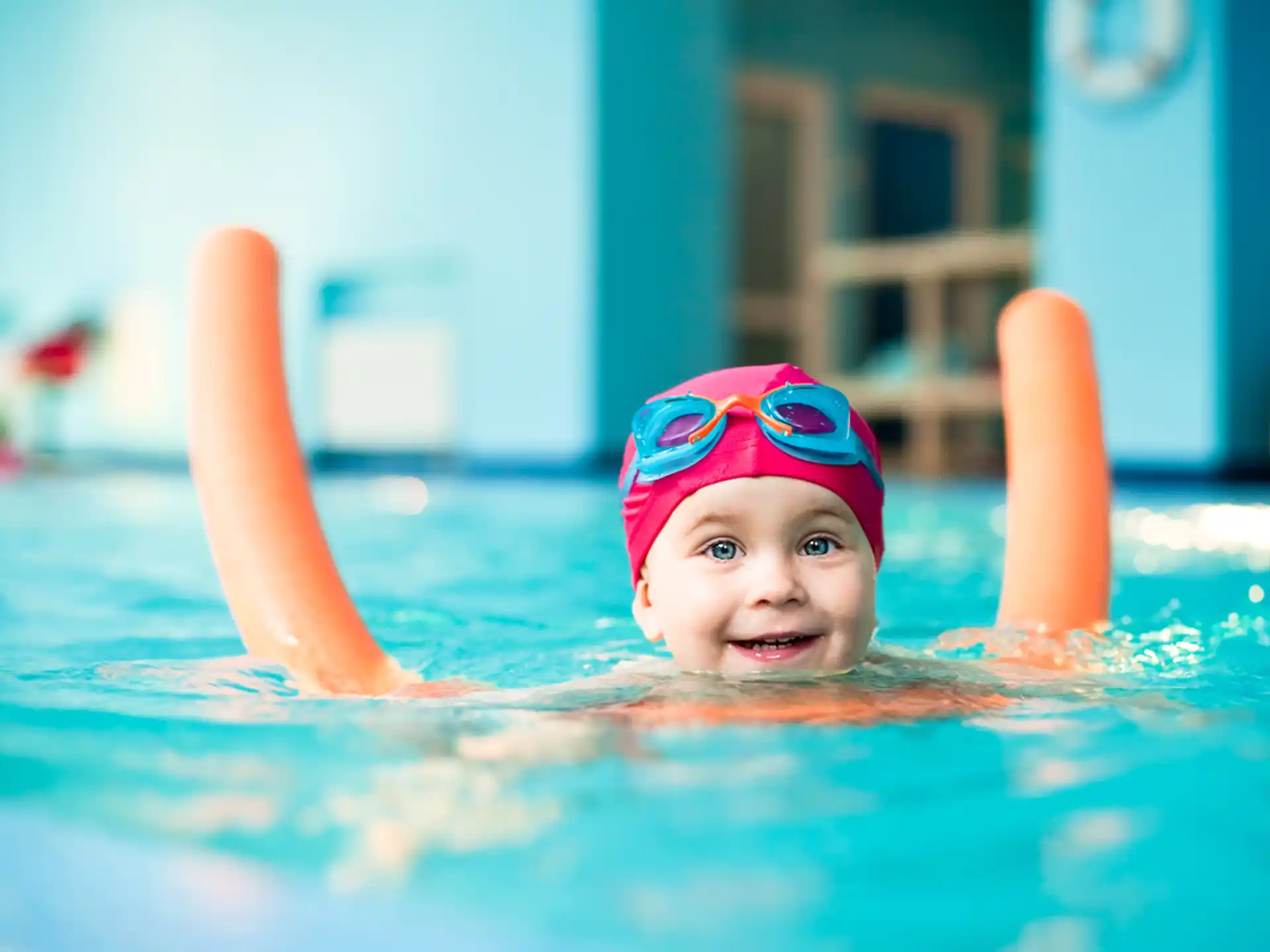 a child in a pool