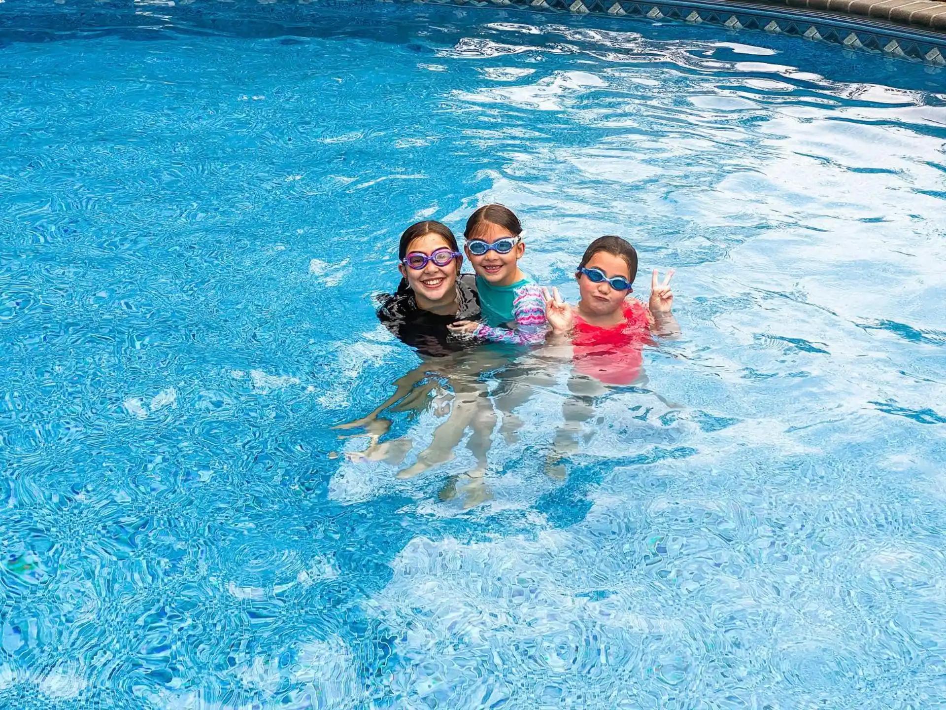 a group of people in a pool