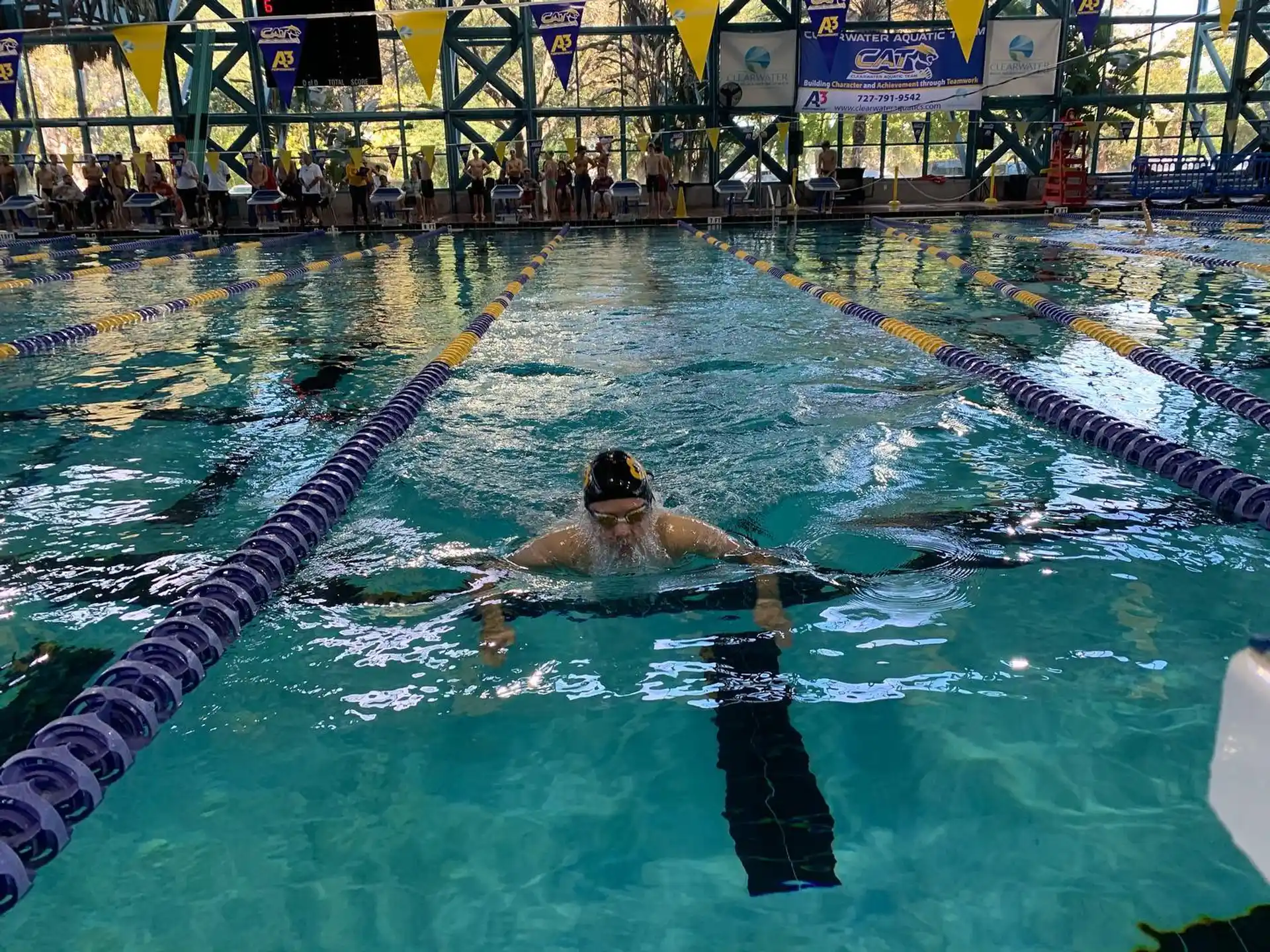 a person in a pool