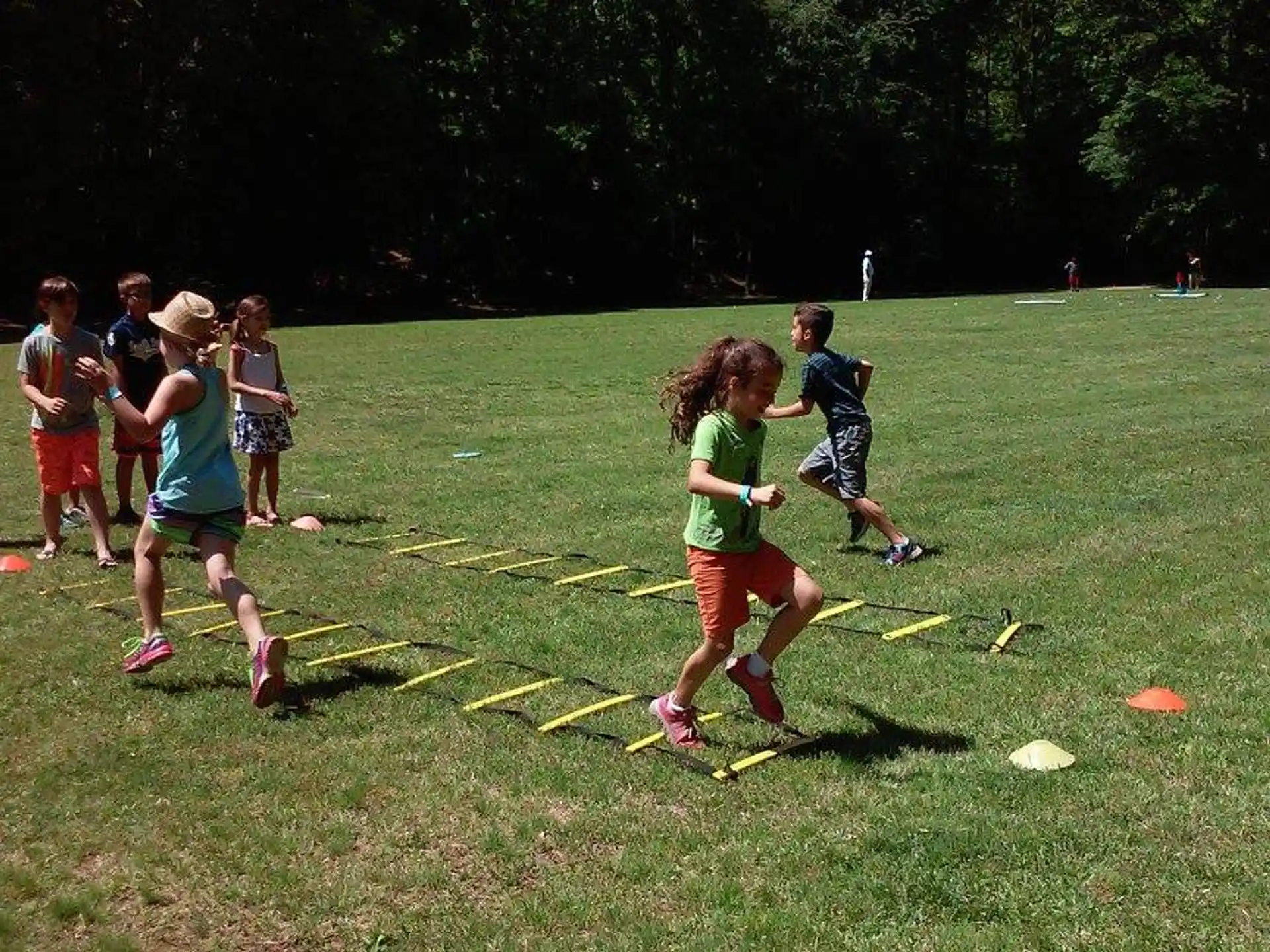 a group of people playing football