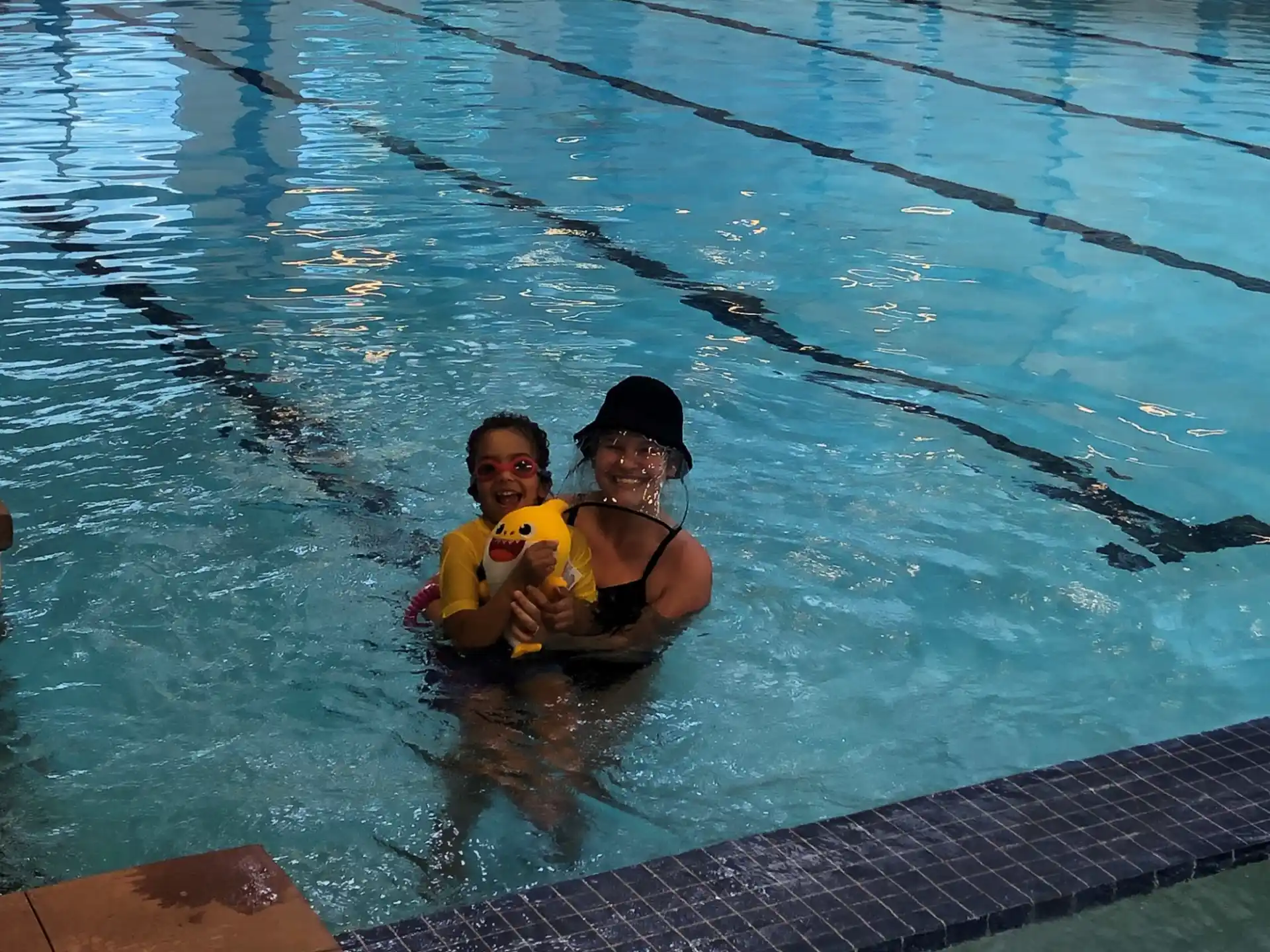 two people in a pool