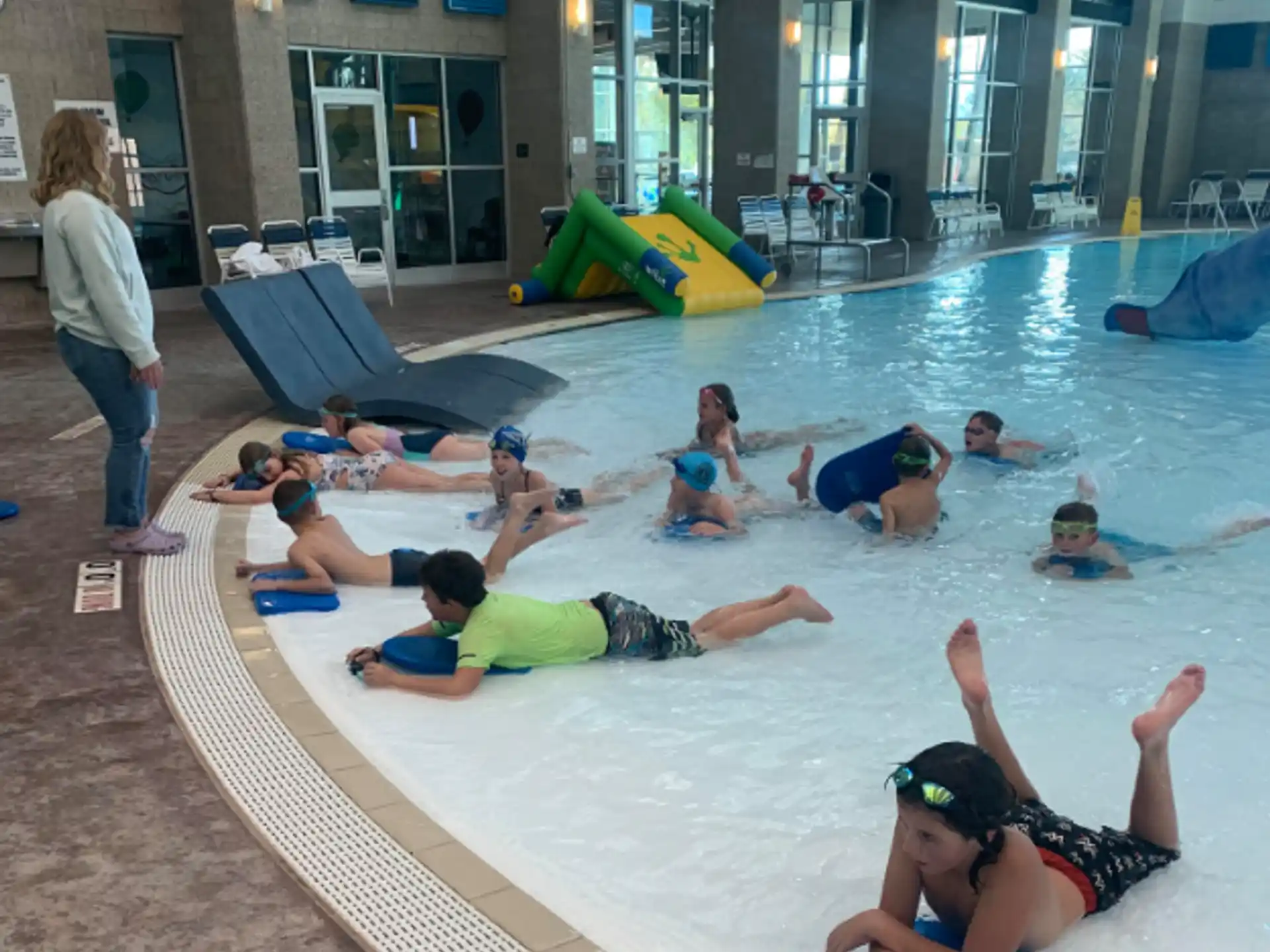 a group of people in a pool