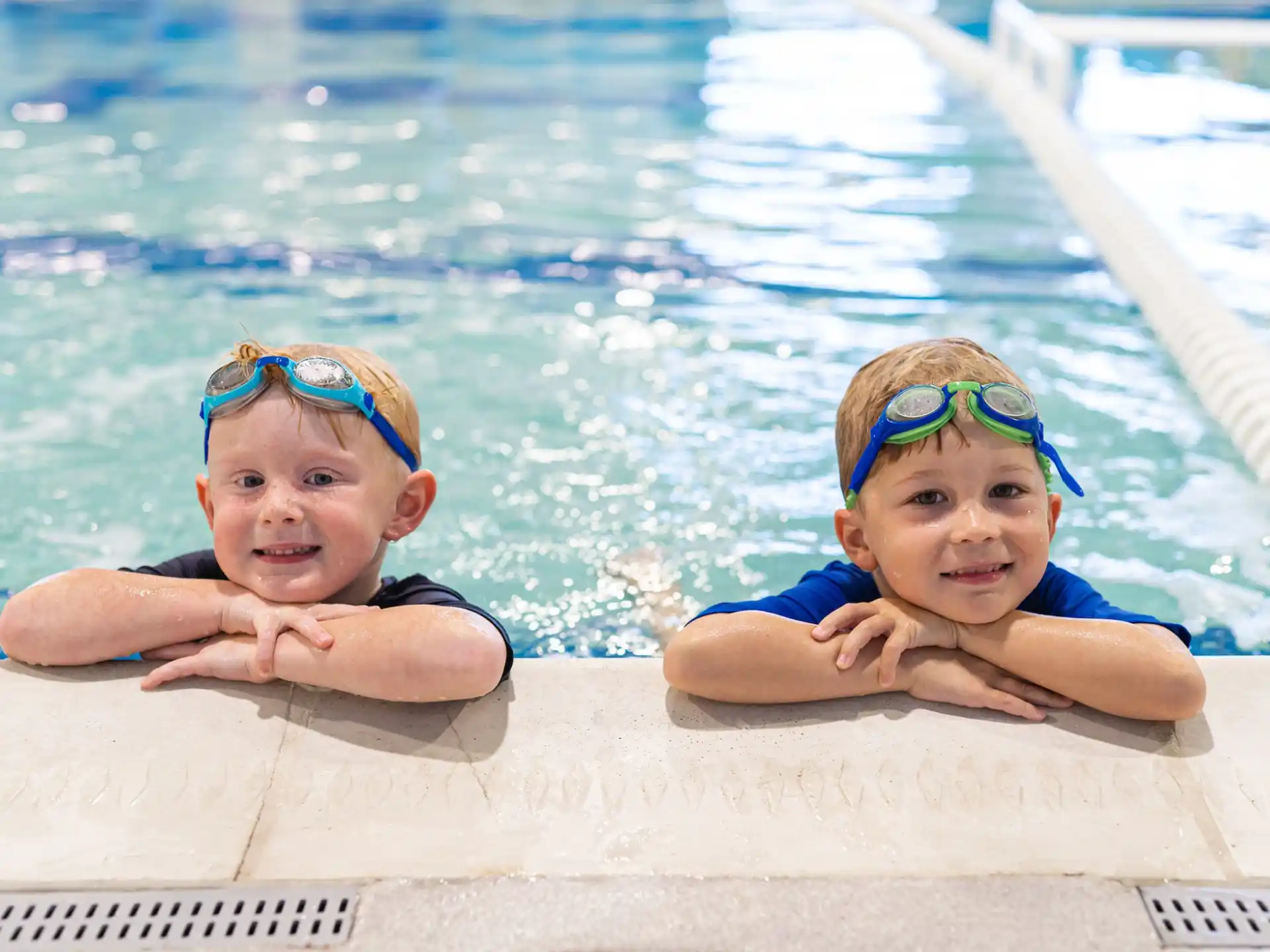 two children in a pool