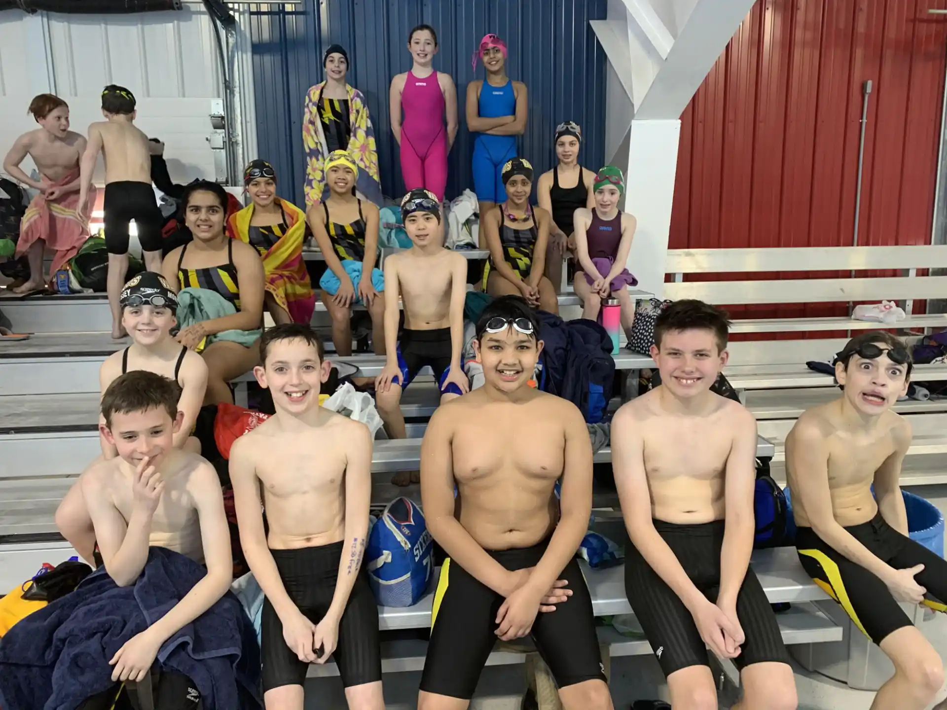 a group of people in a pool
