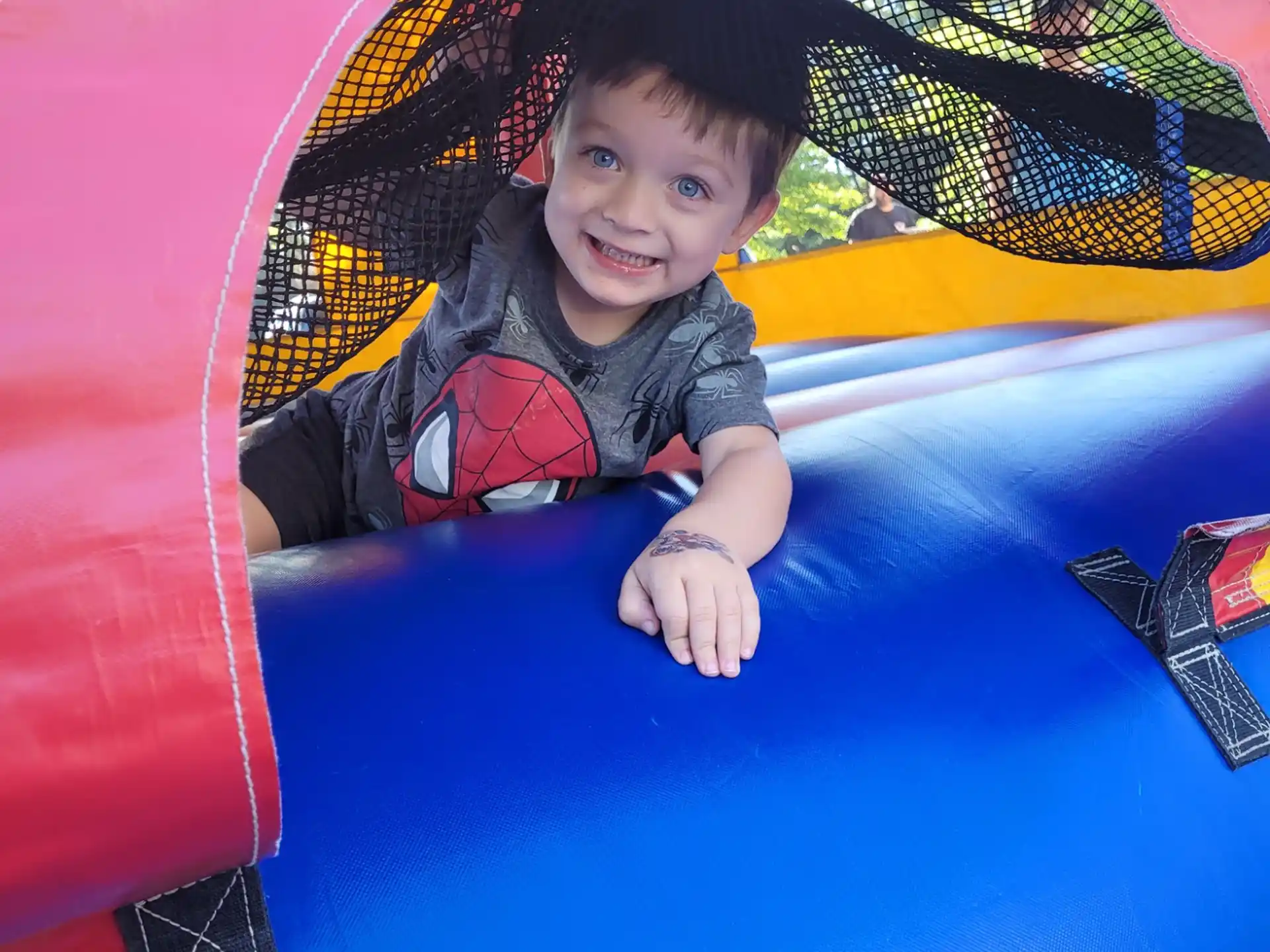 a boy in a tunnel