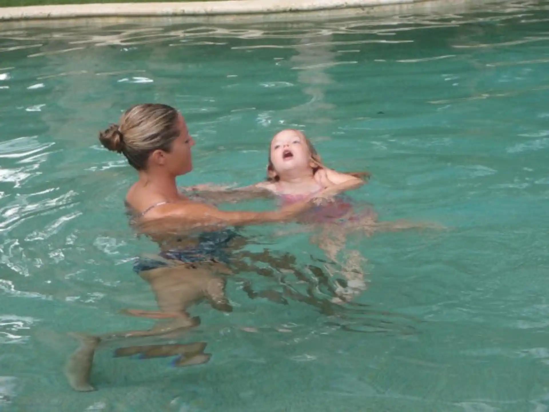 two women in a pool