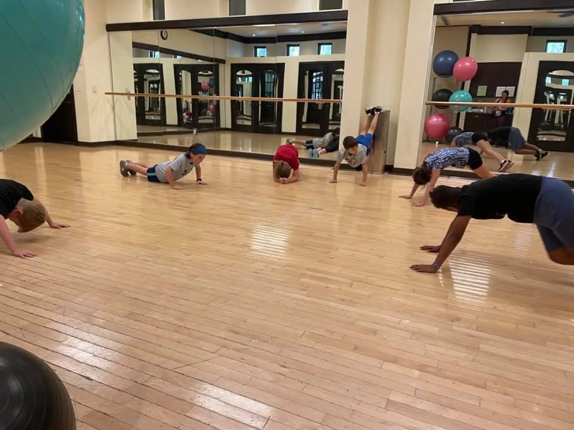 a group of people exercising