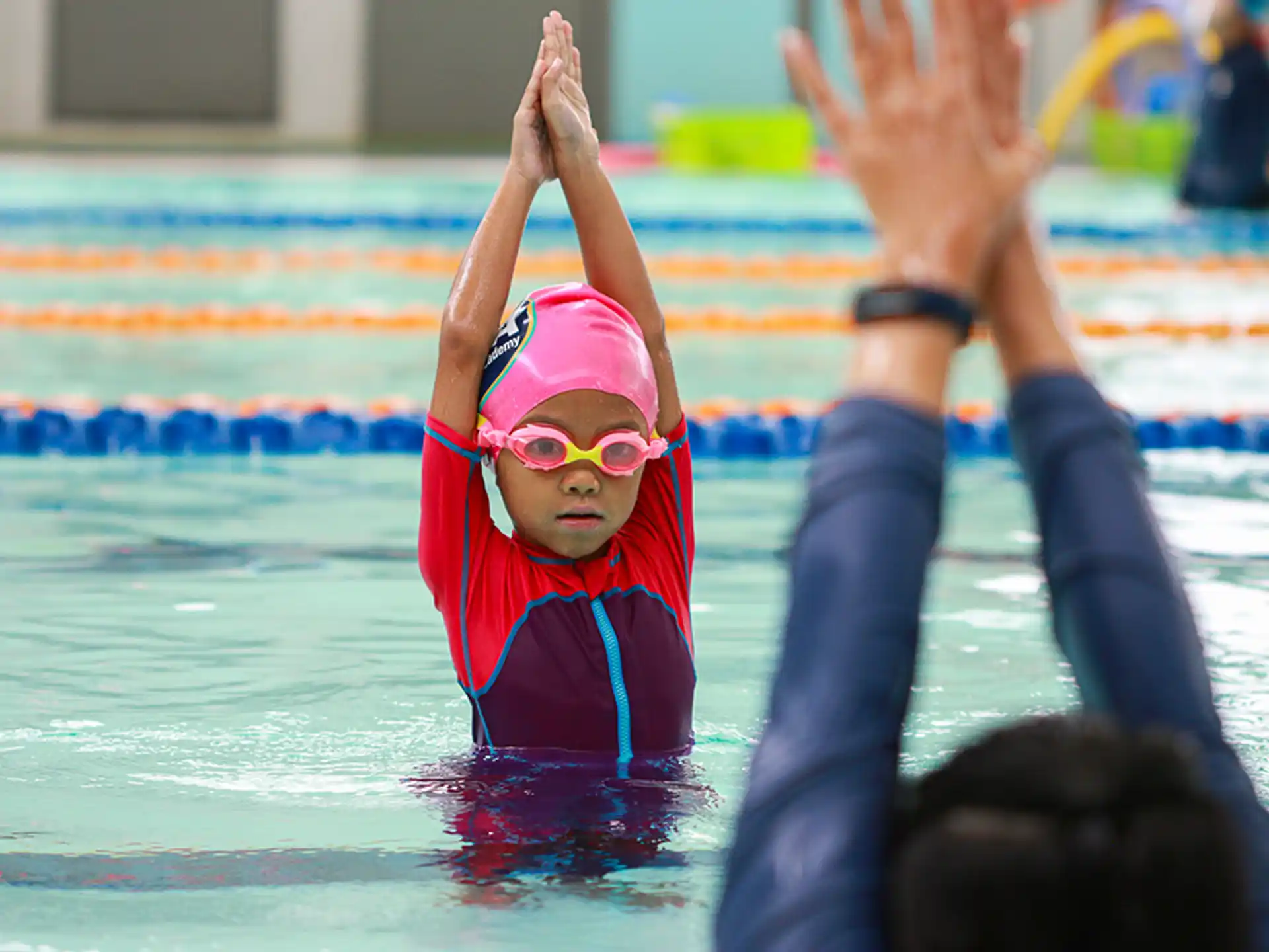 a person in a pool