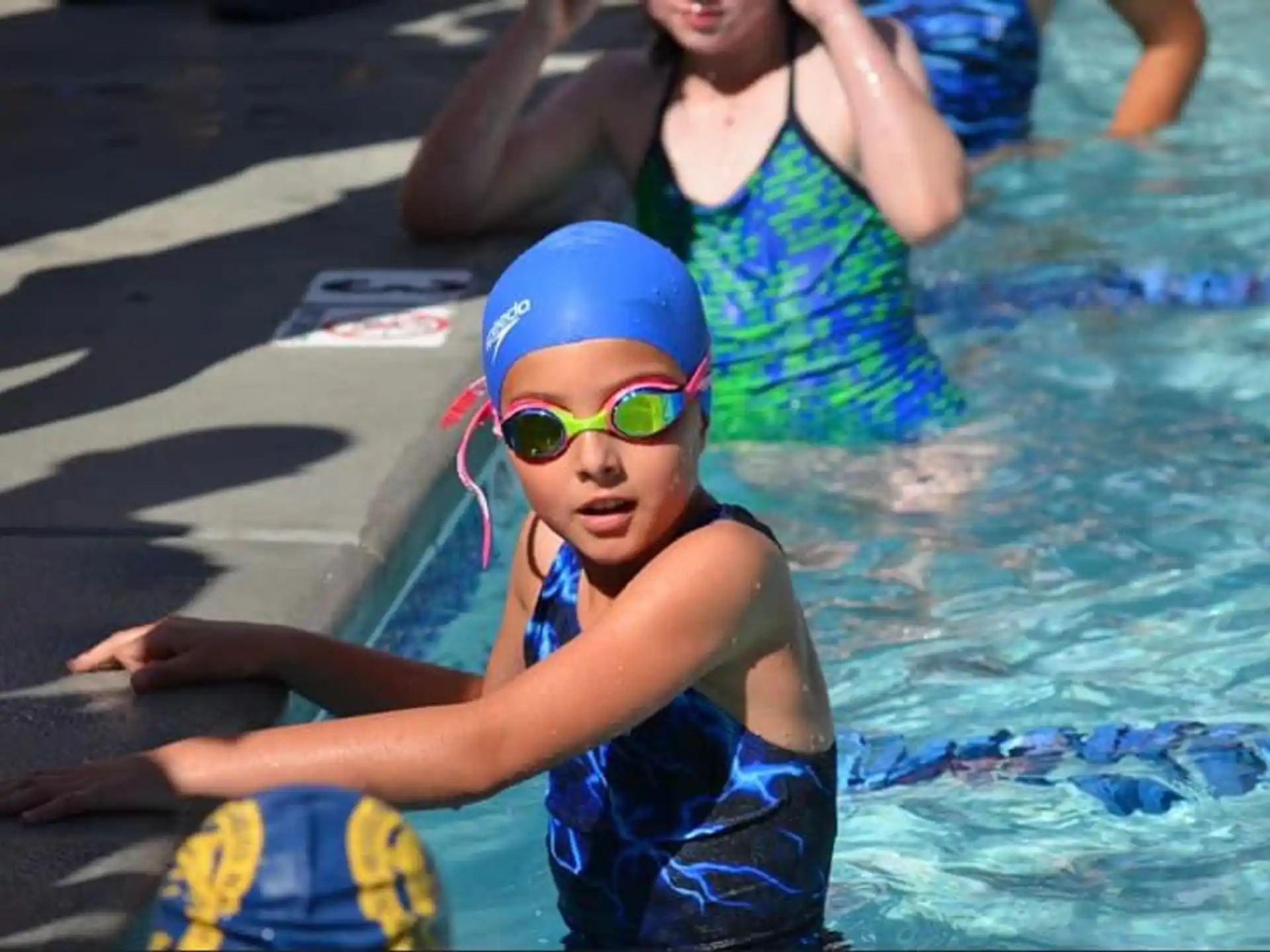 a boy in a pool