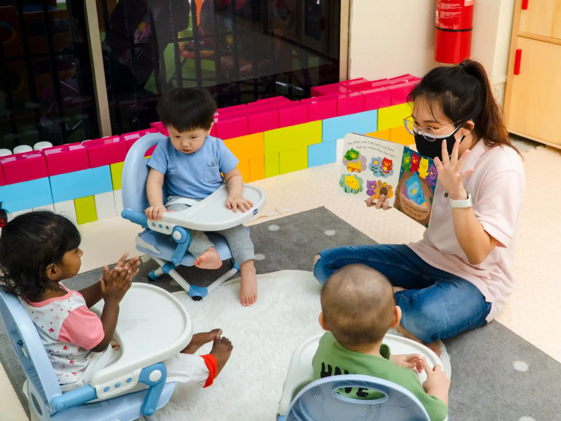 a person and children sitting on the floor