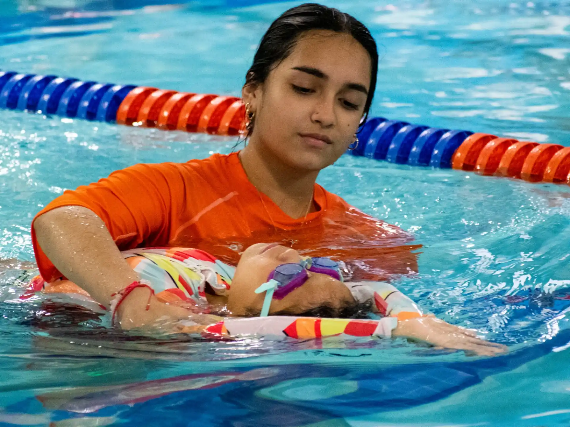 a person in a pool