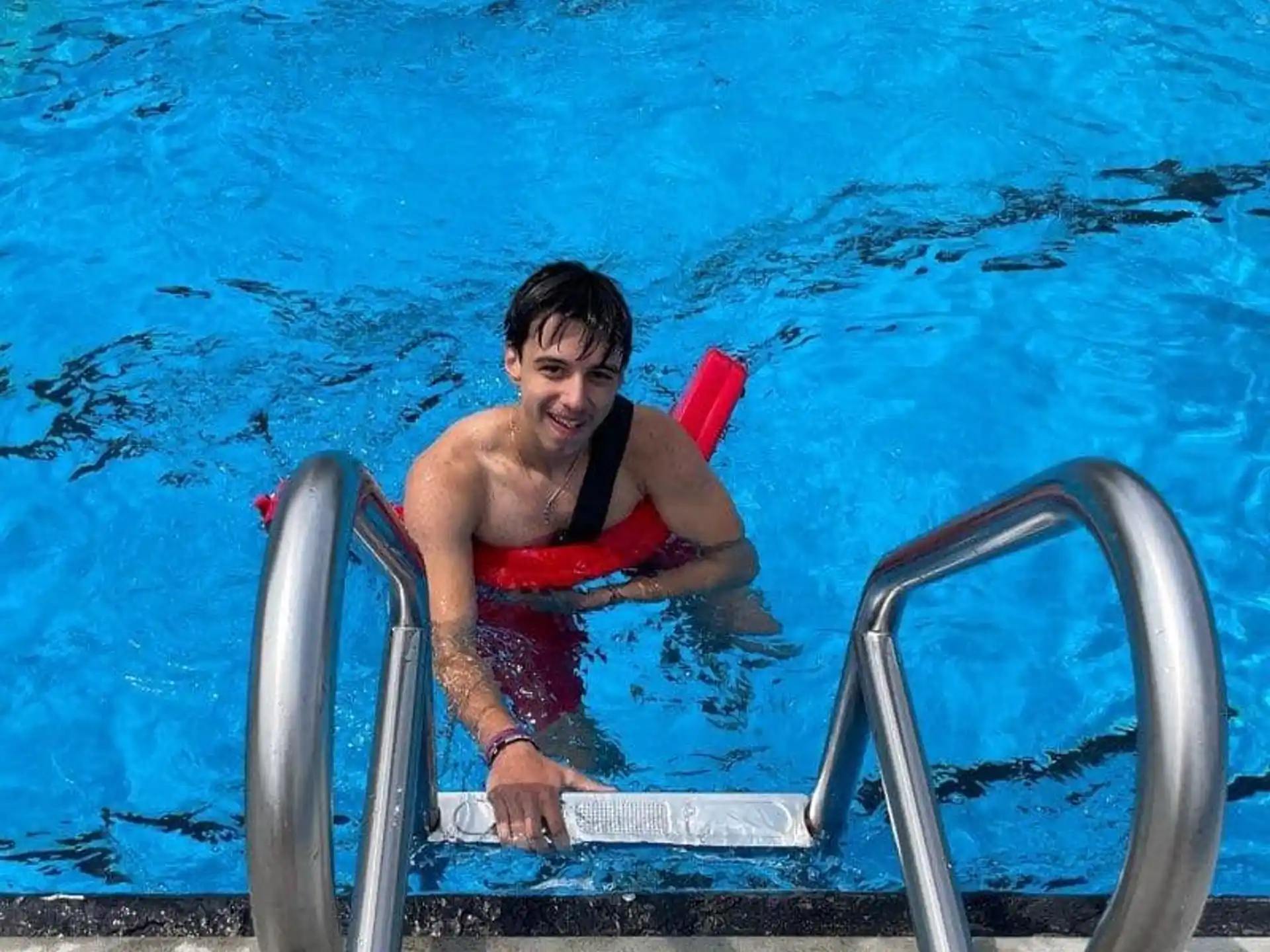 a person in a pool