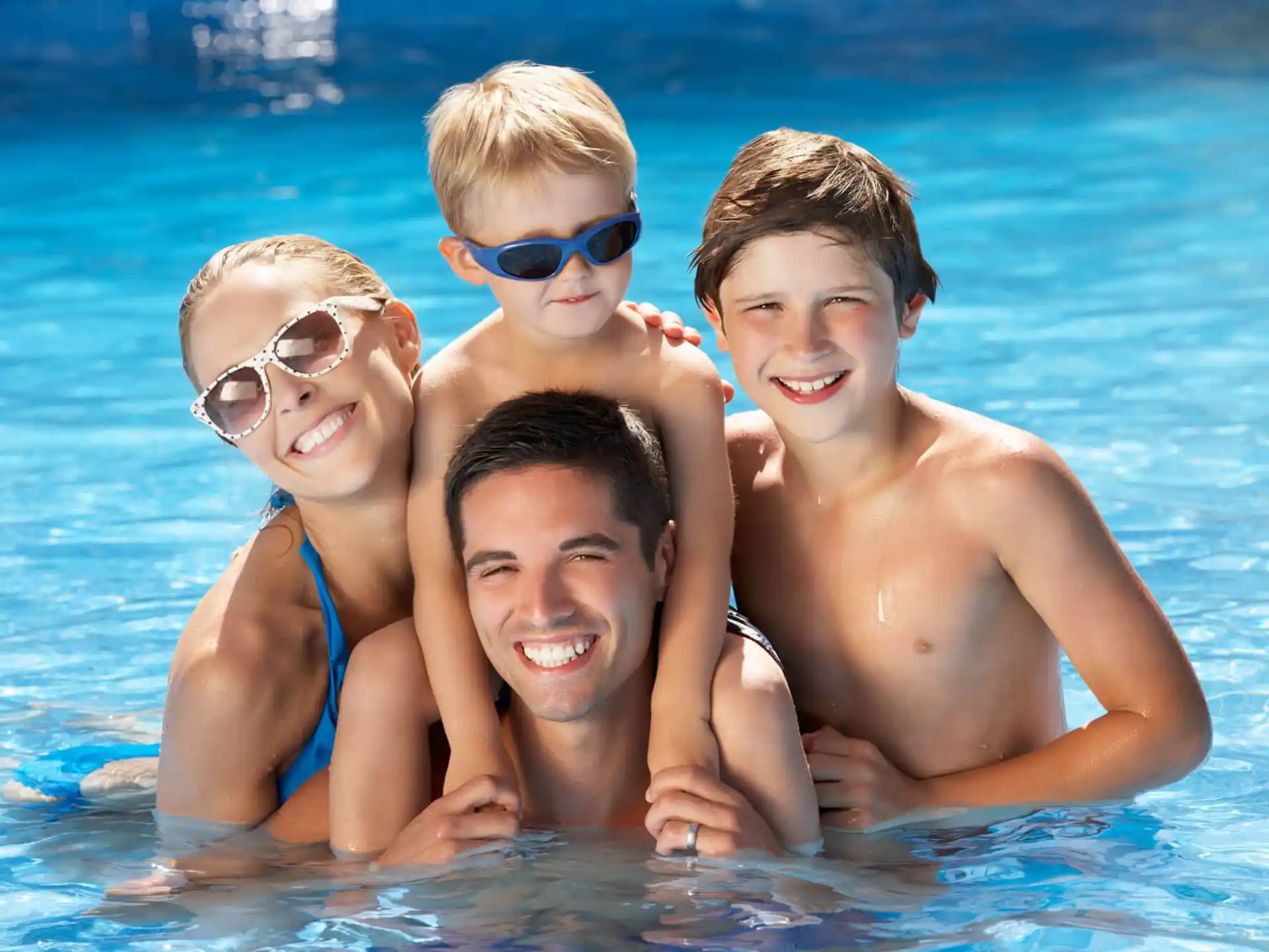a group of people in a pool