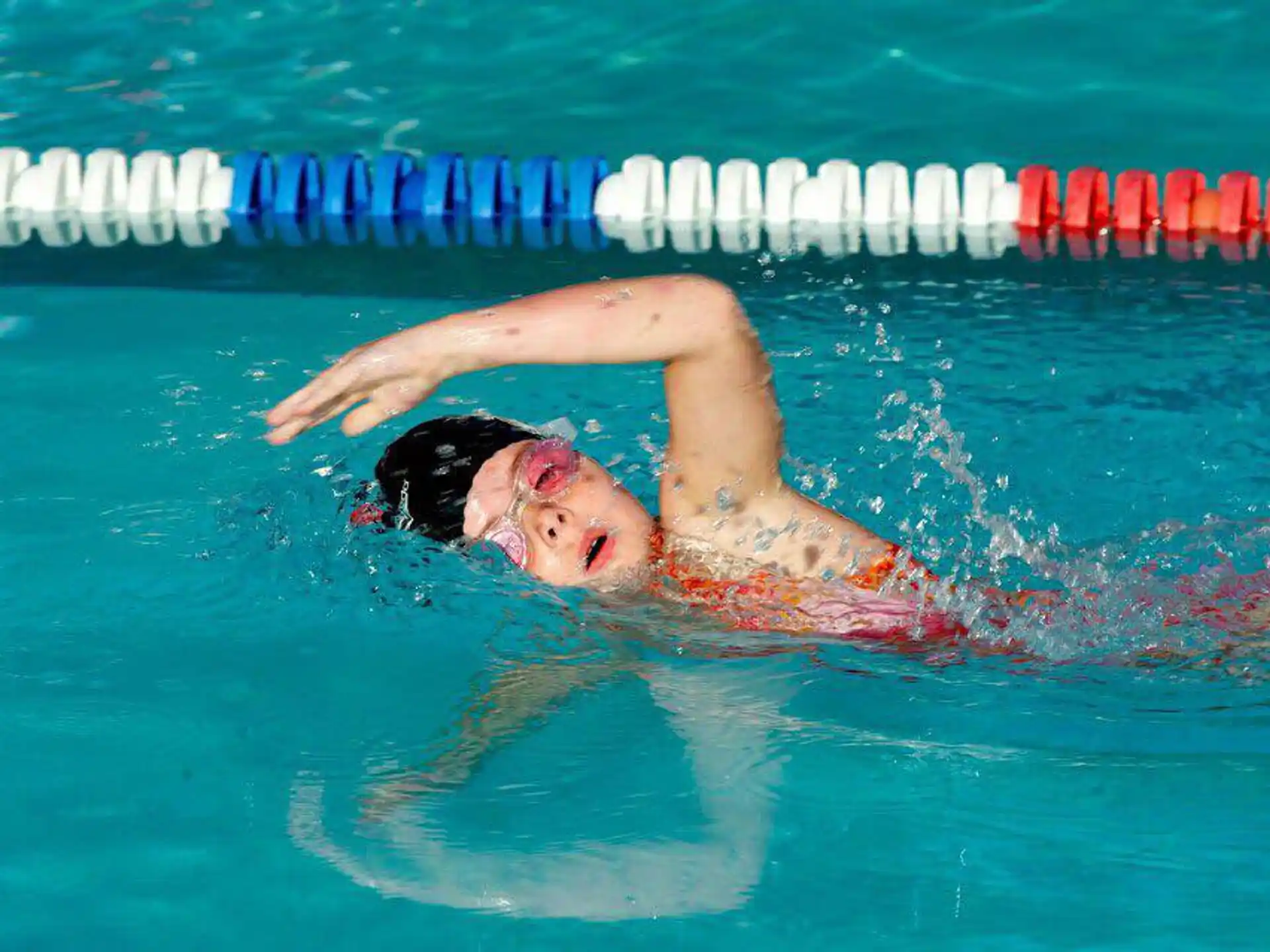 a person swimming in water