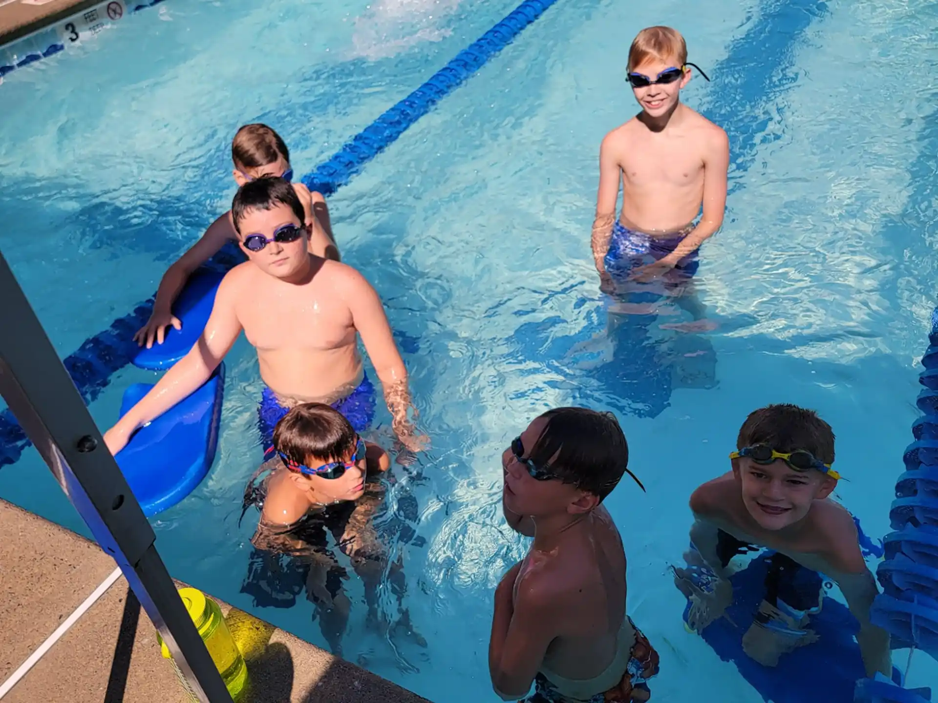 a group of people in a pool