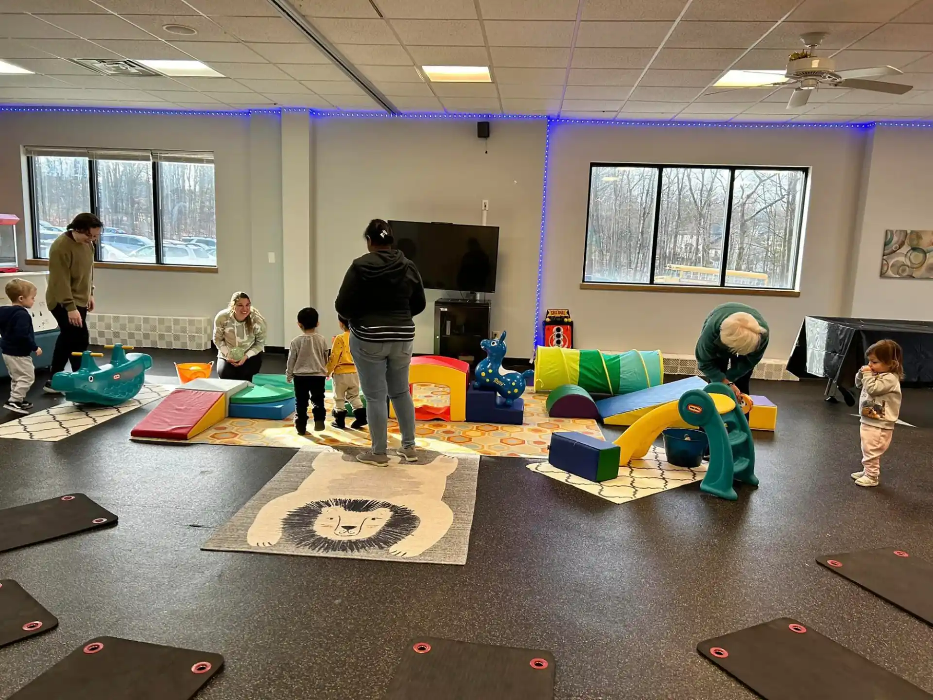 a group of people in a room