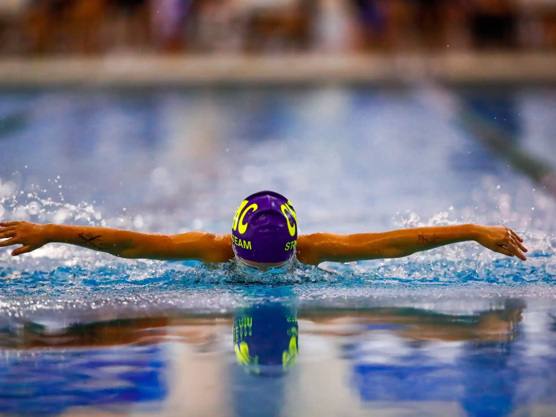 a person swimming in a pool