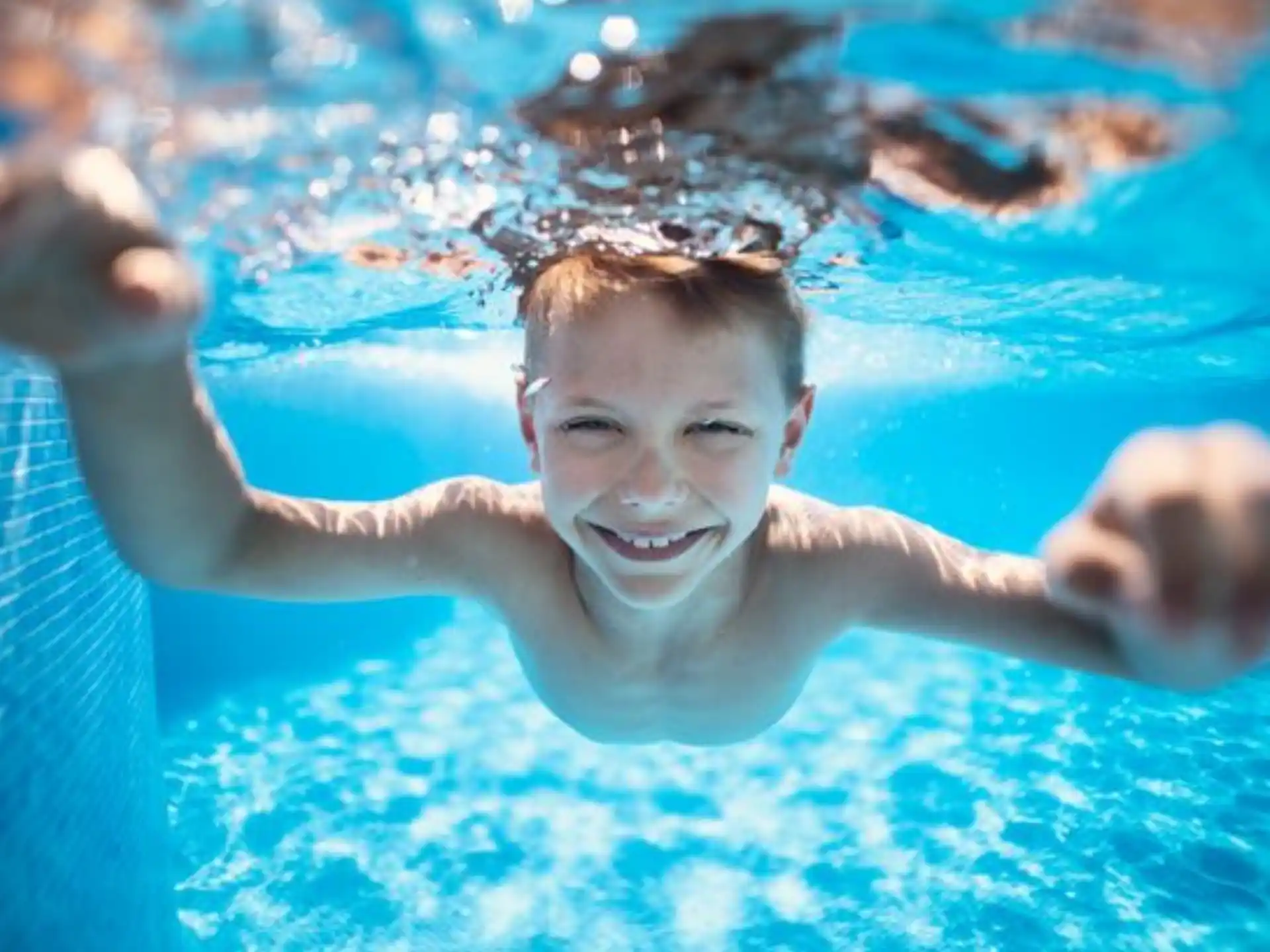 a woman in a pool