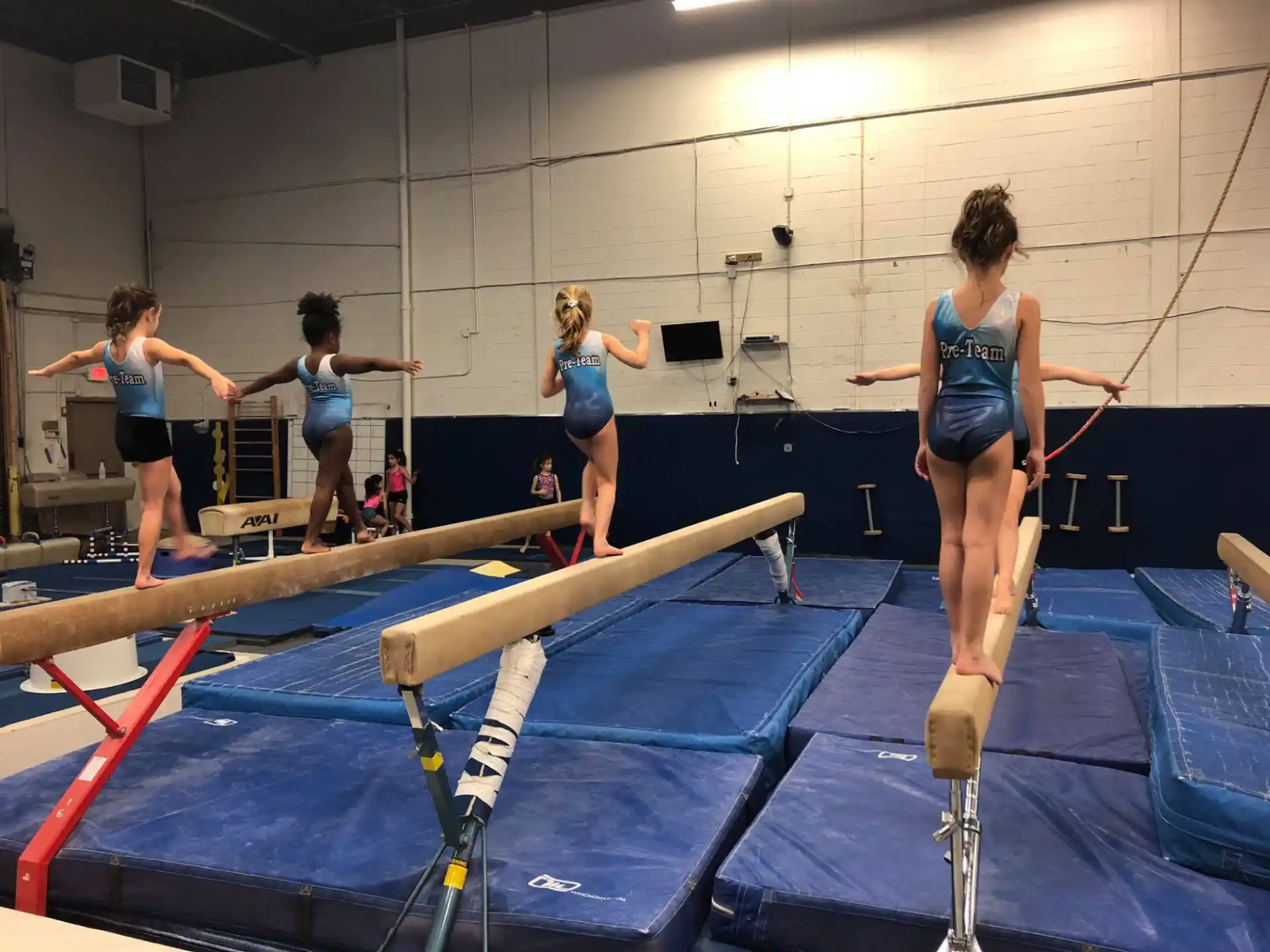 a group of women in a gym