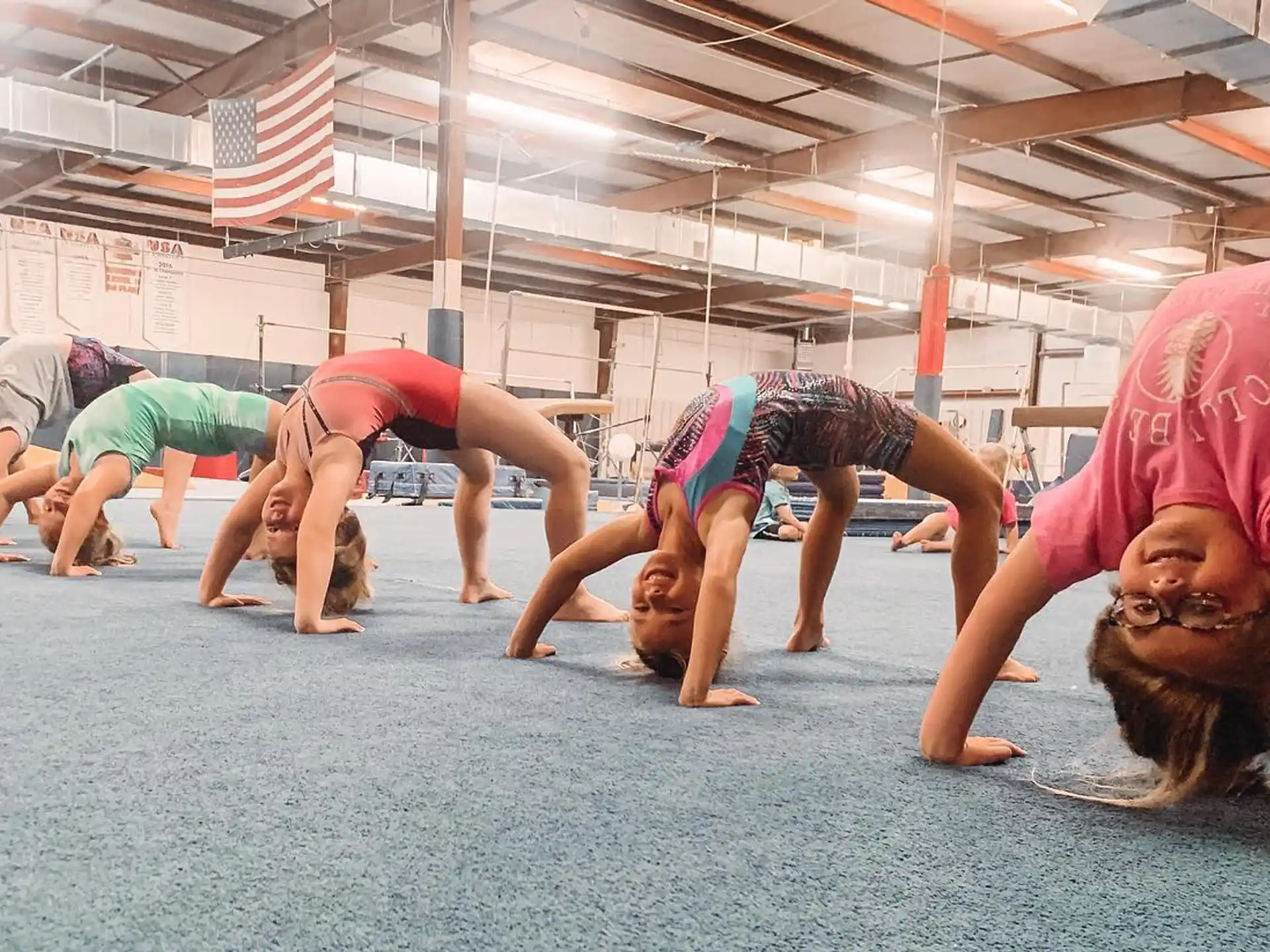 a group of people doing push ups