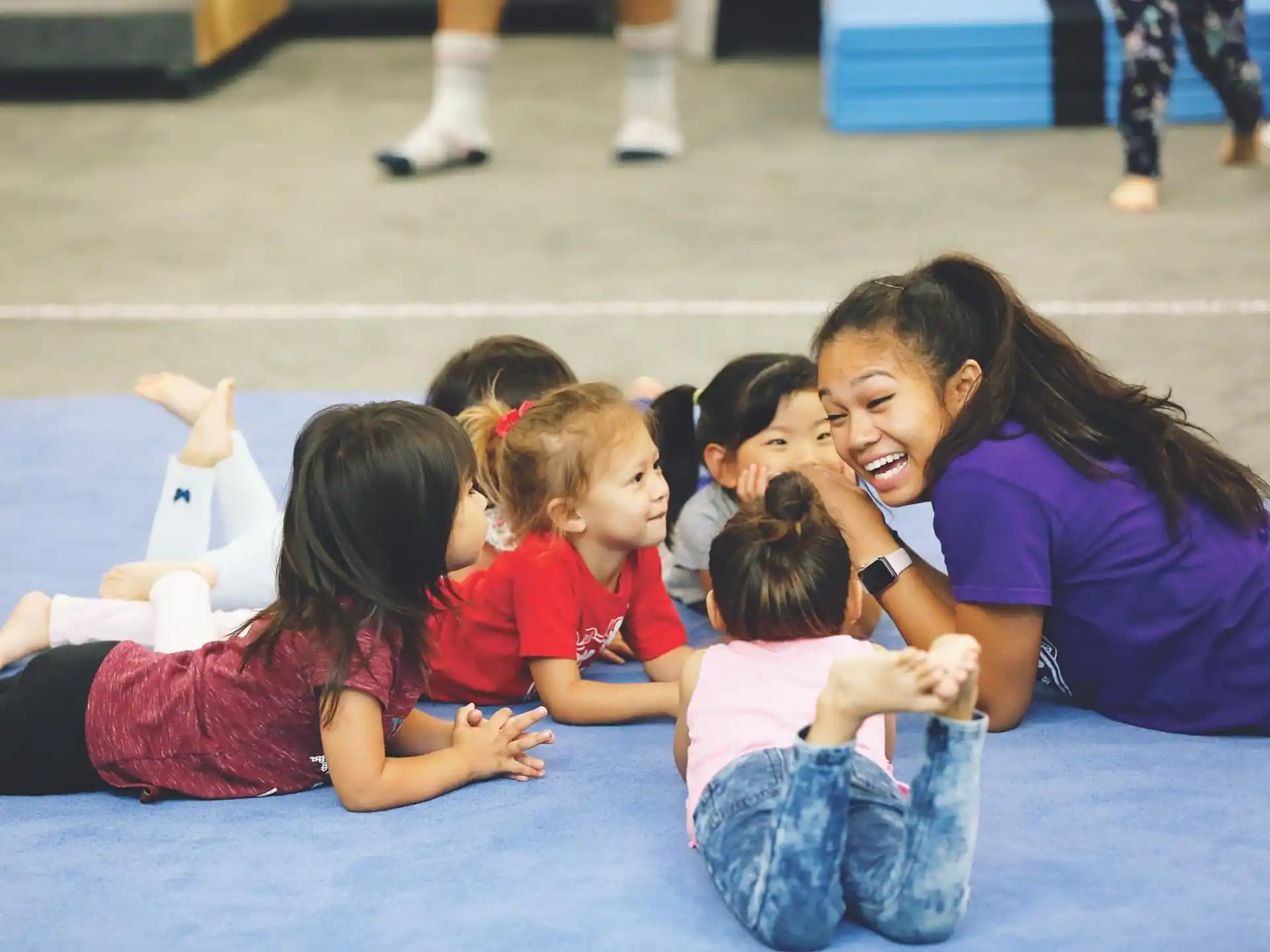 a person and several children