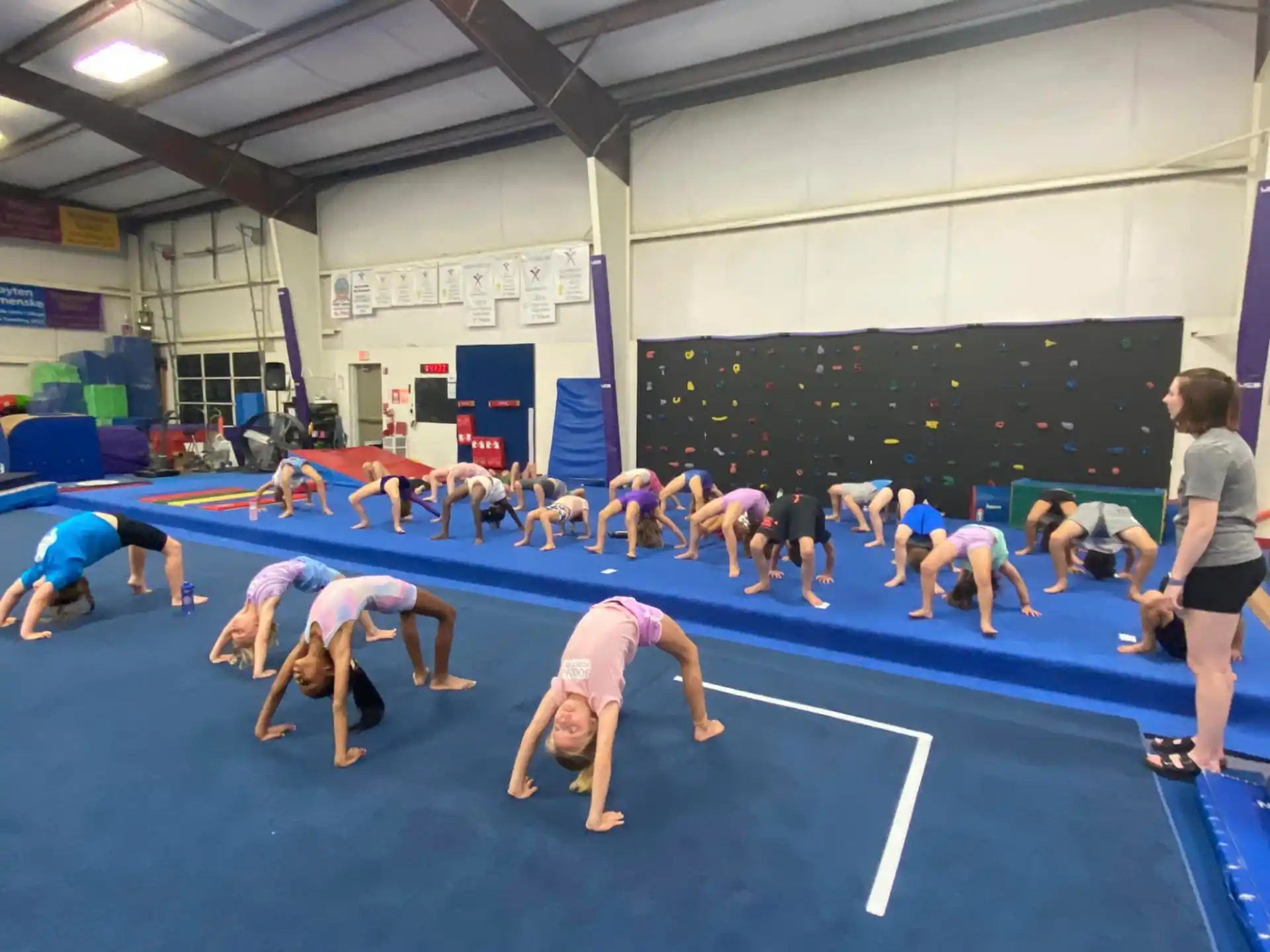 a group of people exercising