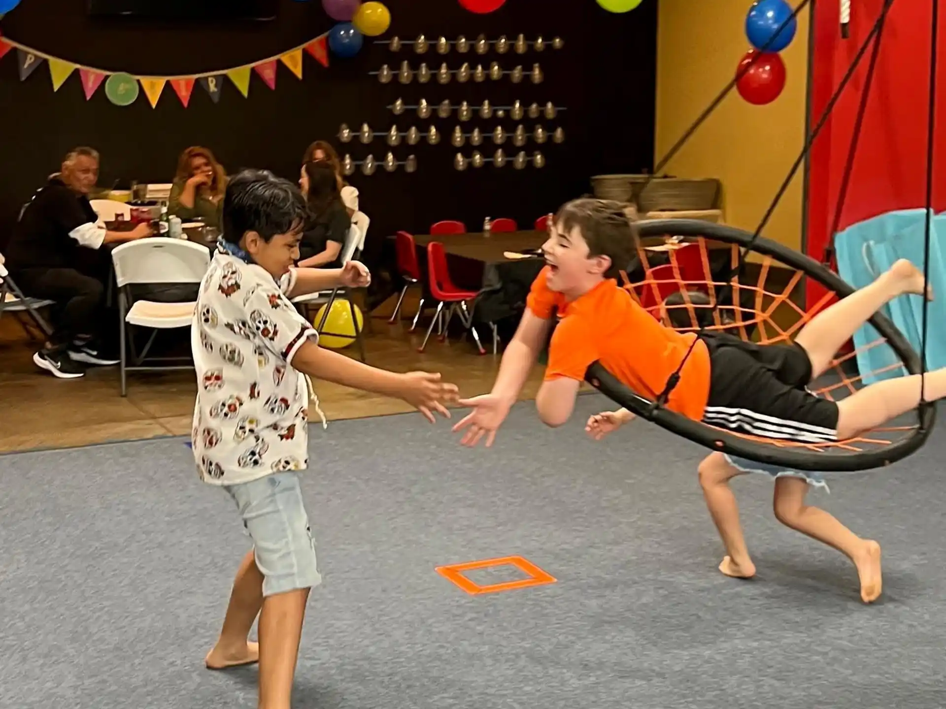 a group of kids playing