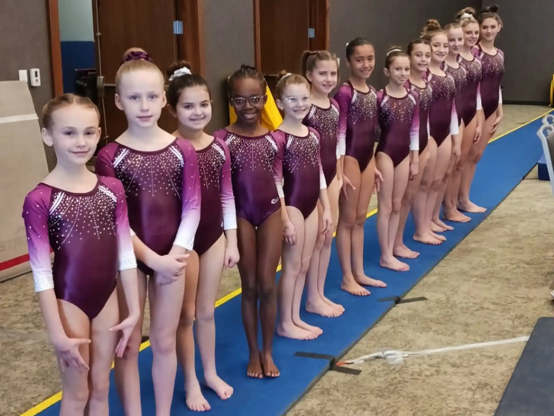 a group of girls in a gym