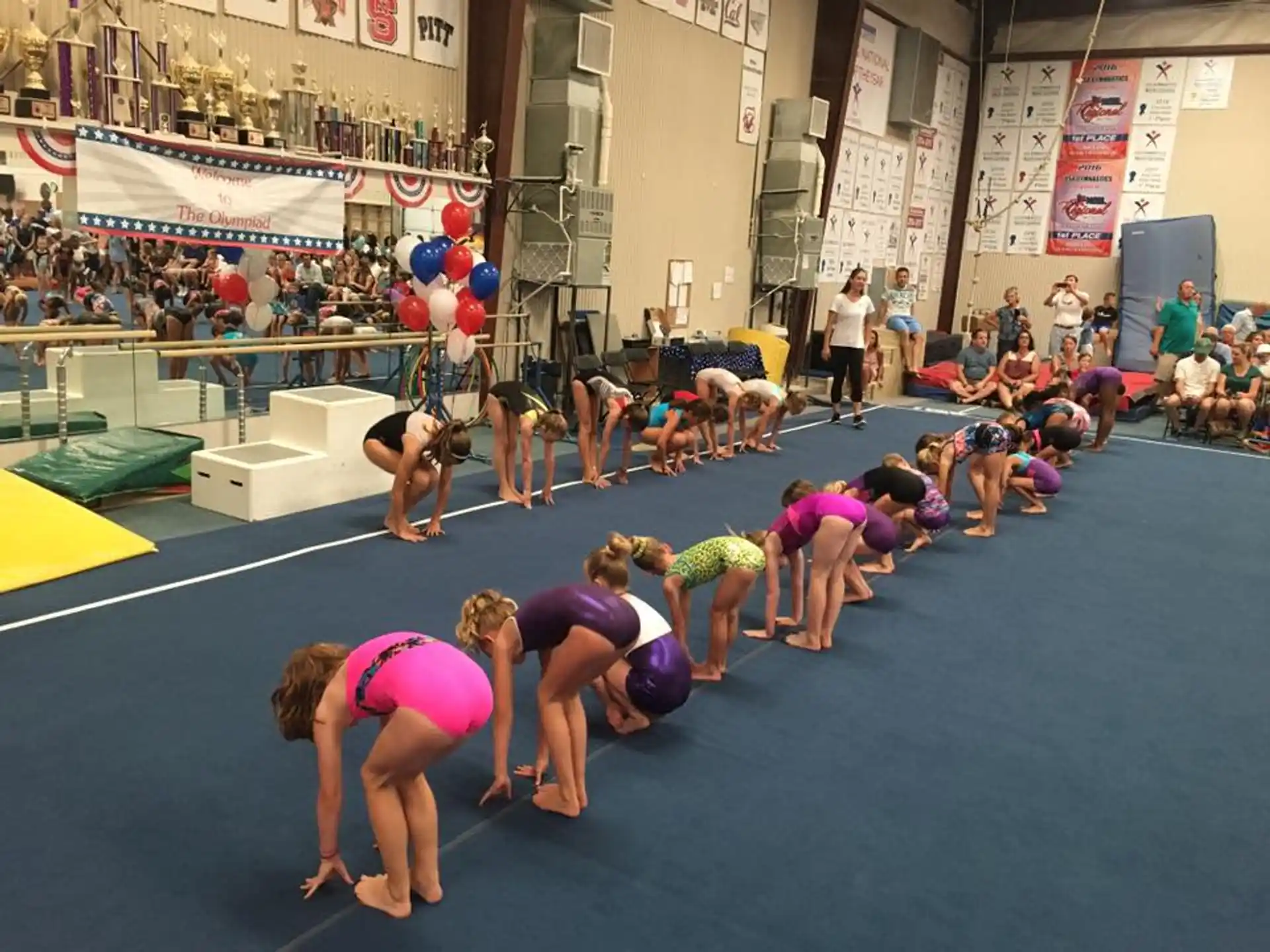 a group of people exercising