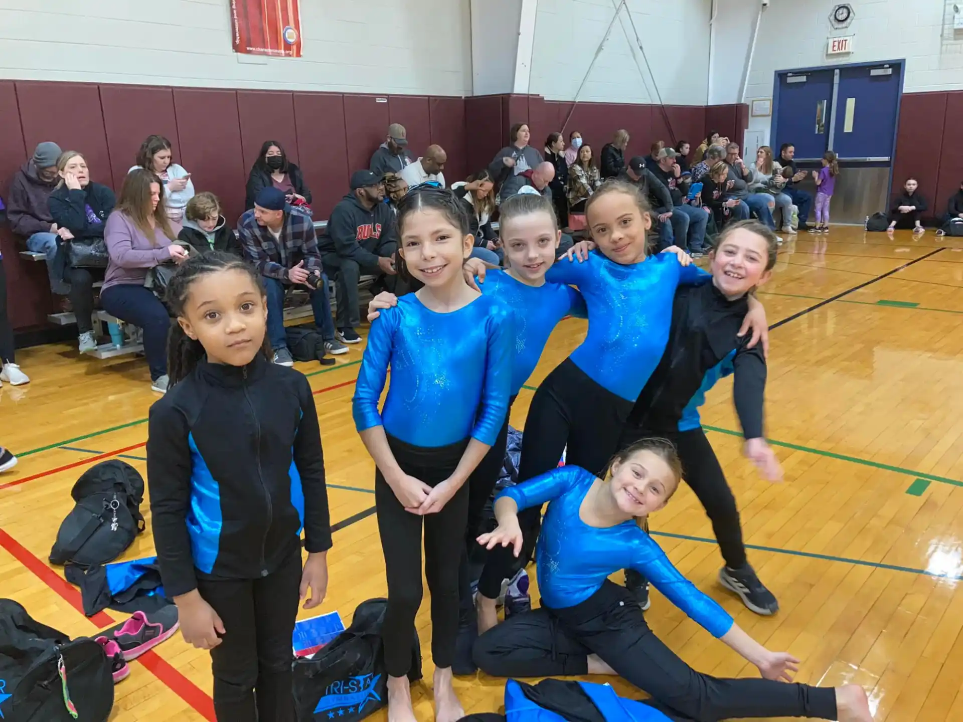a group of girls in a gym