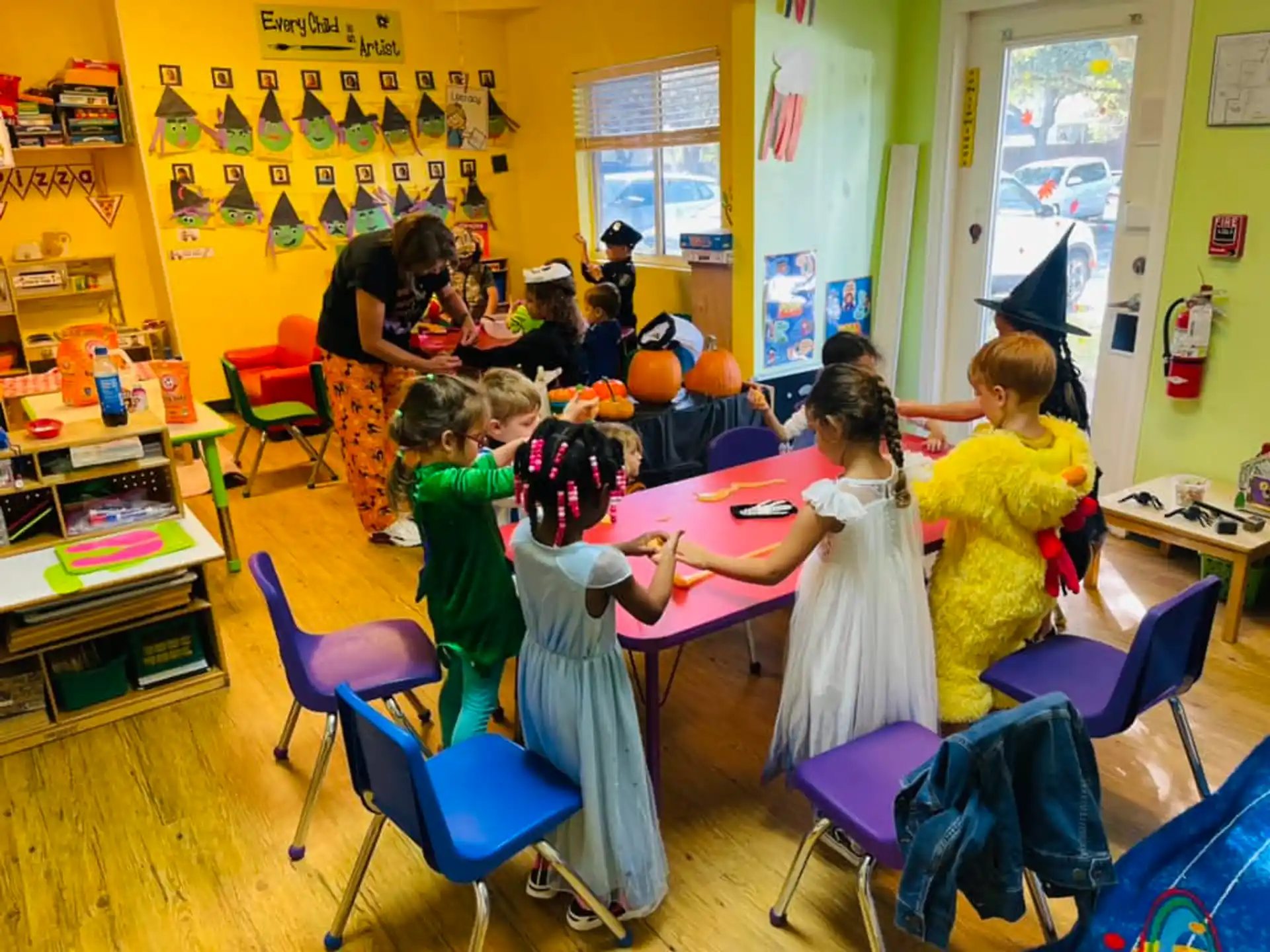 a group of children in a classroom