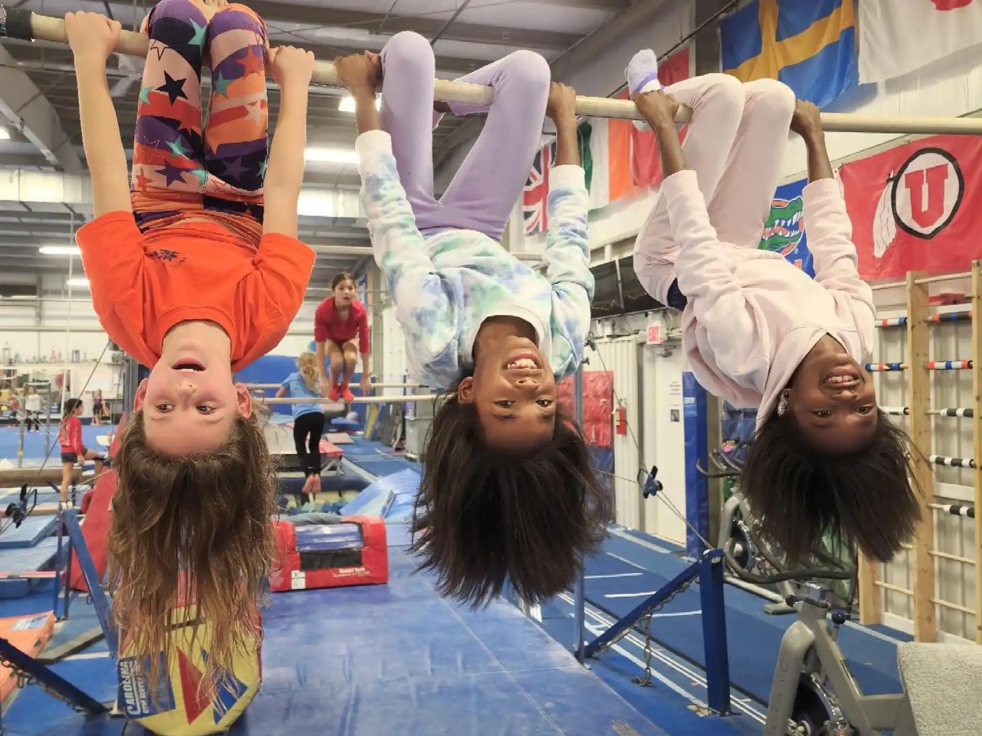a group of girls wearing clothing