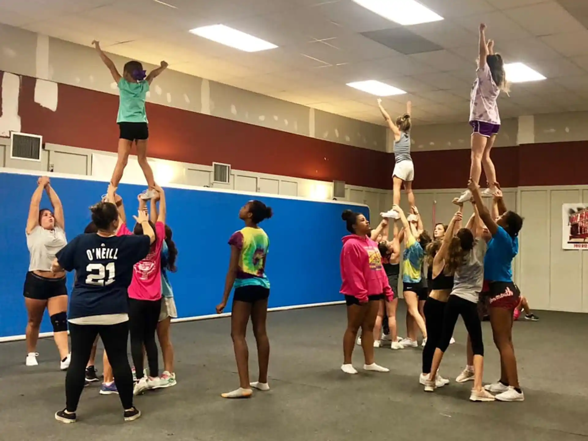 a group of people exercising
