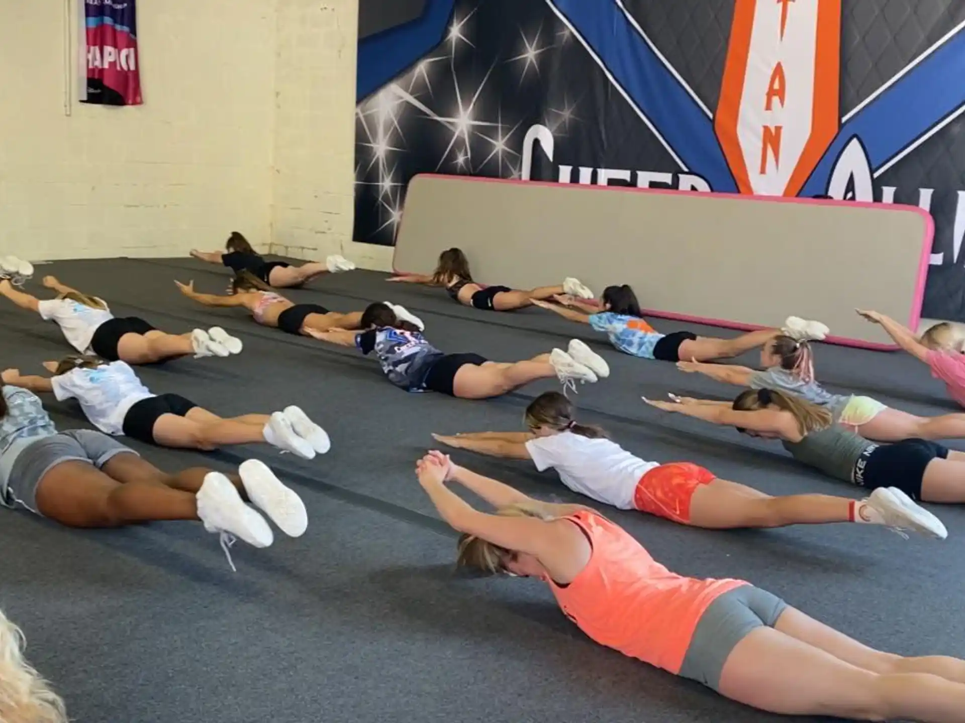 a group of women exercising