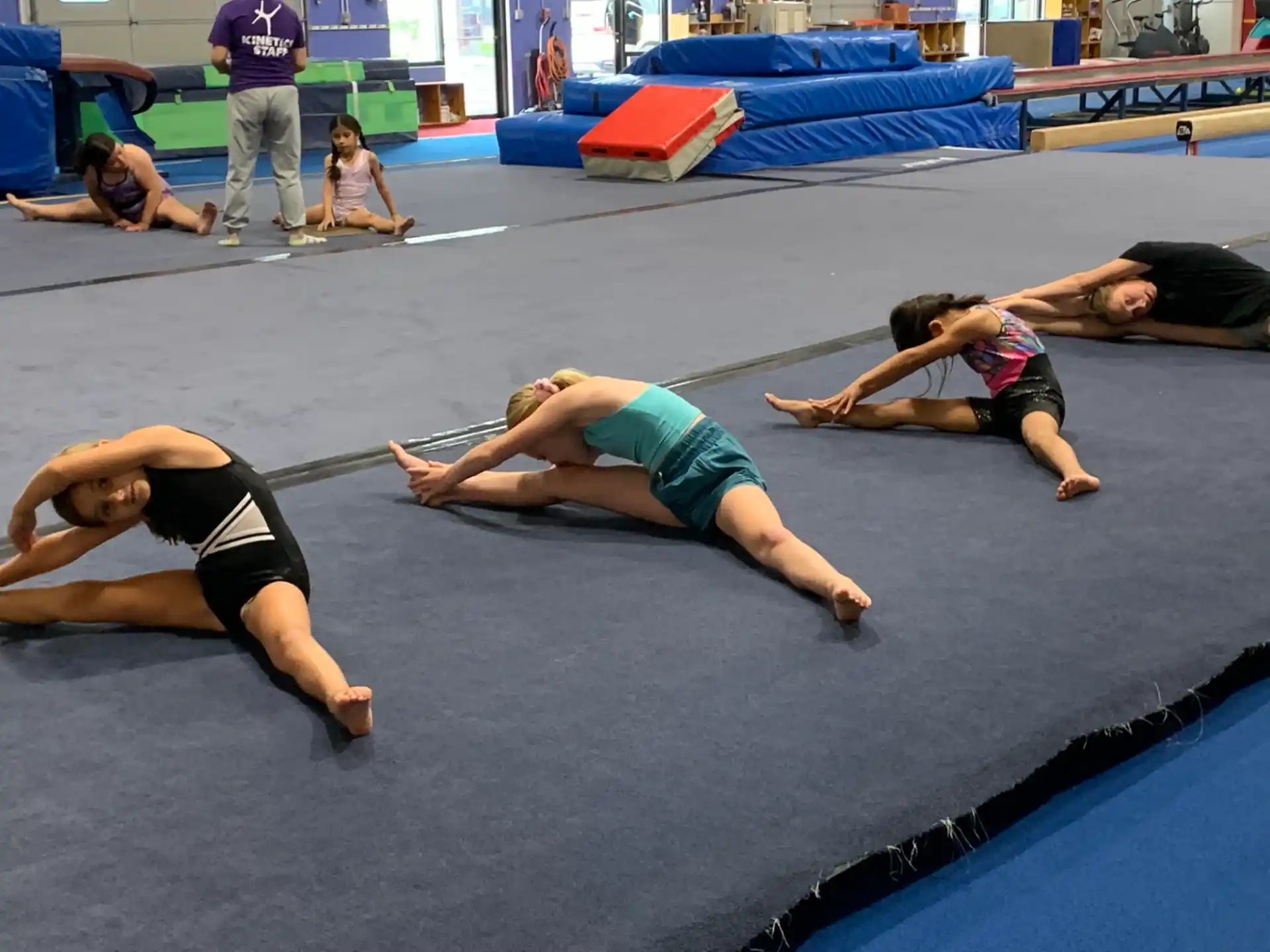 a group of people exercising