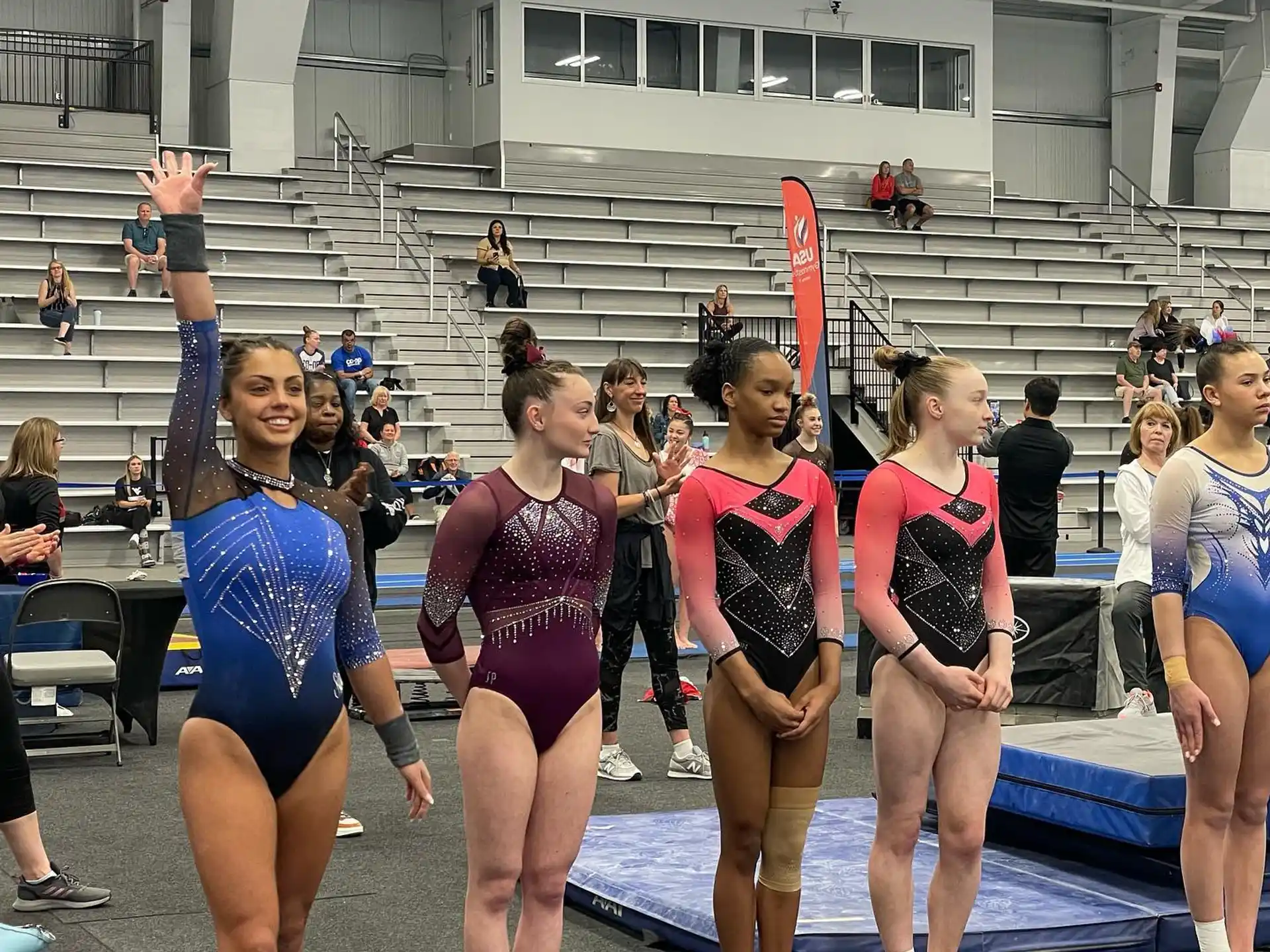 a group of women in a gym