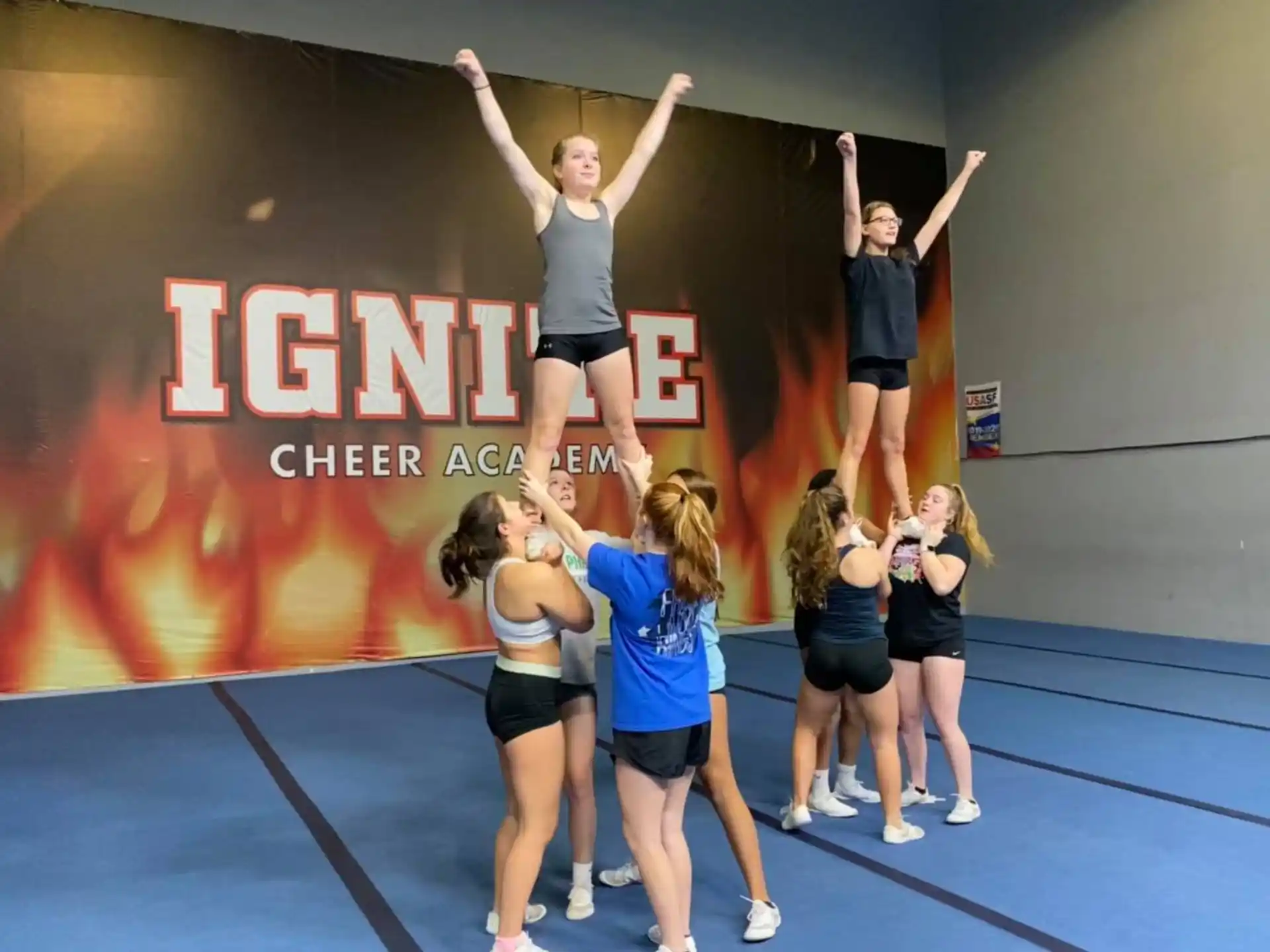 a group of women in a gym