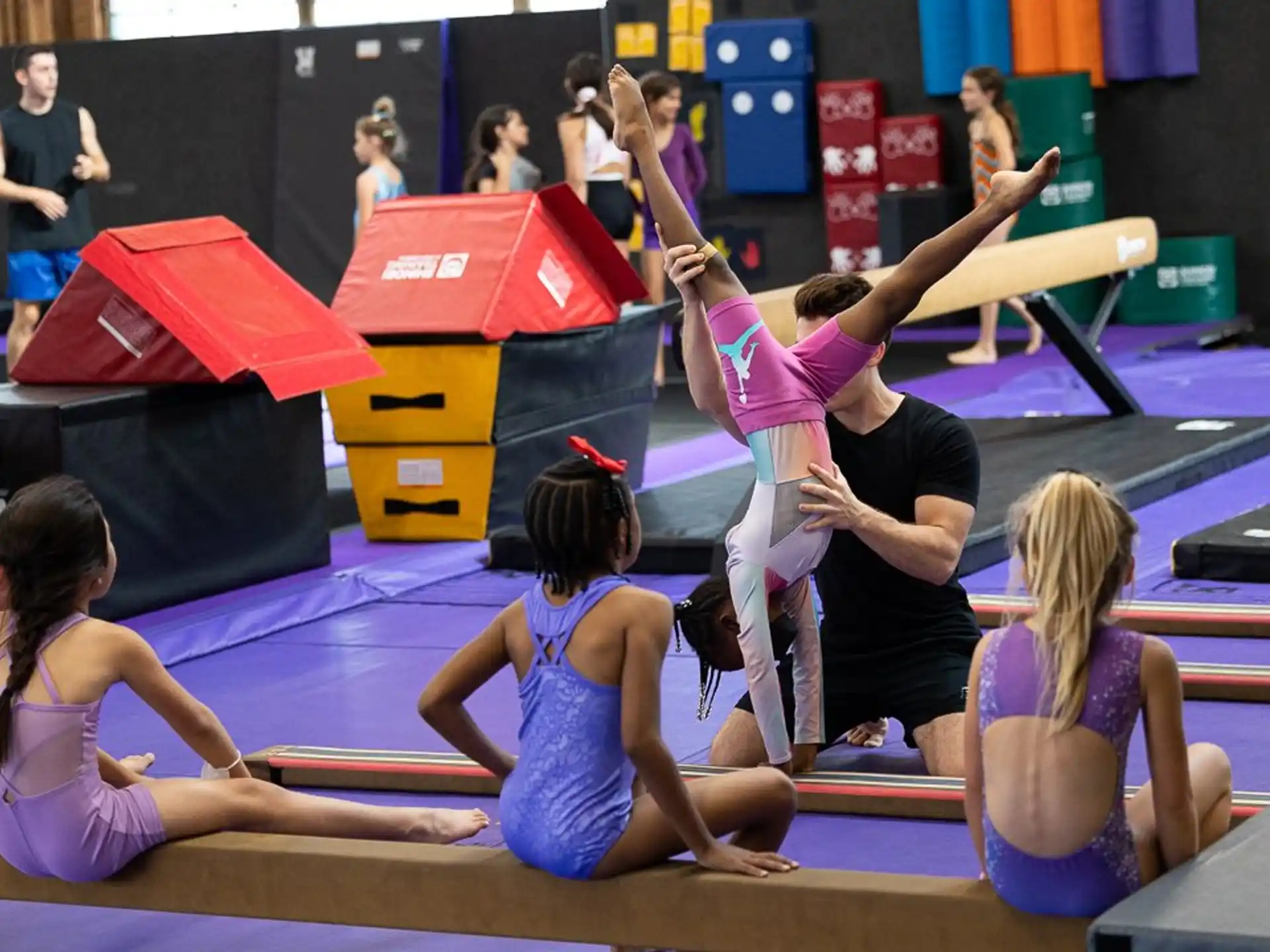 a group of people exercising
