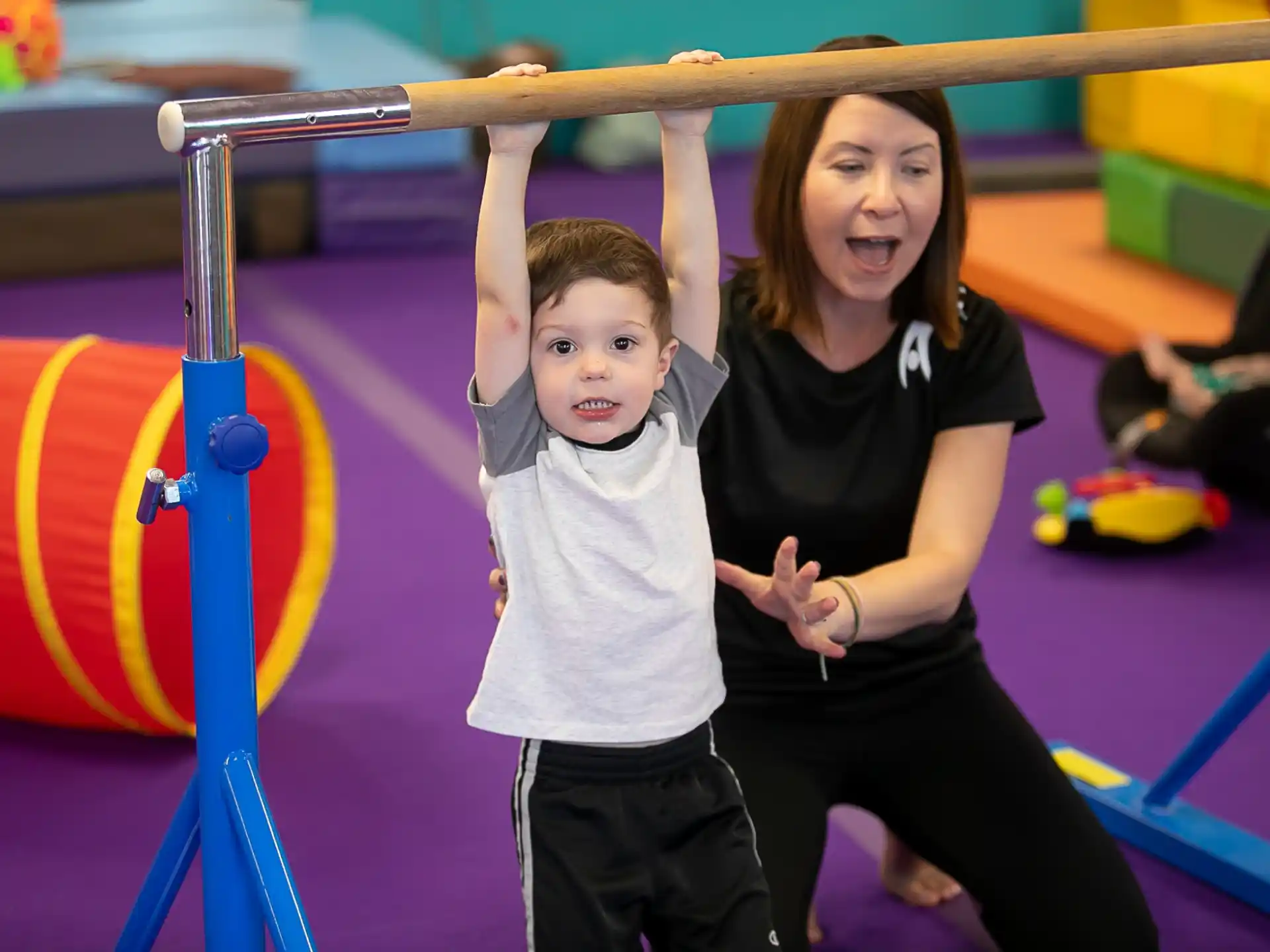 a person and a boy posing for a picture
