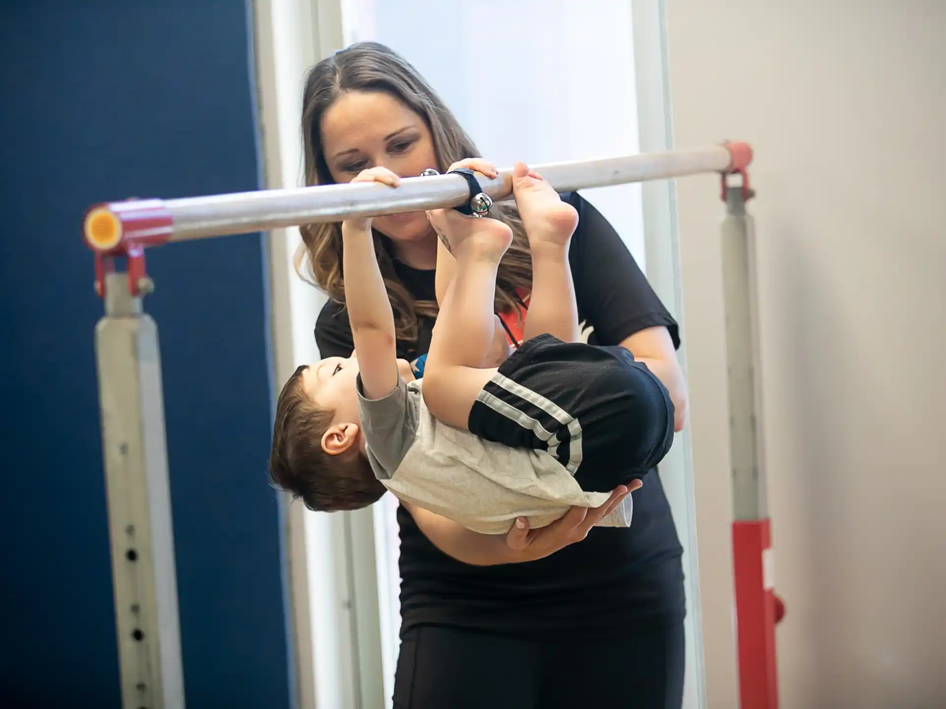 a person holding a child