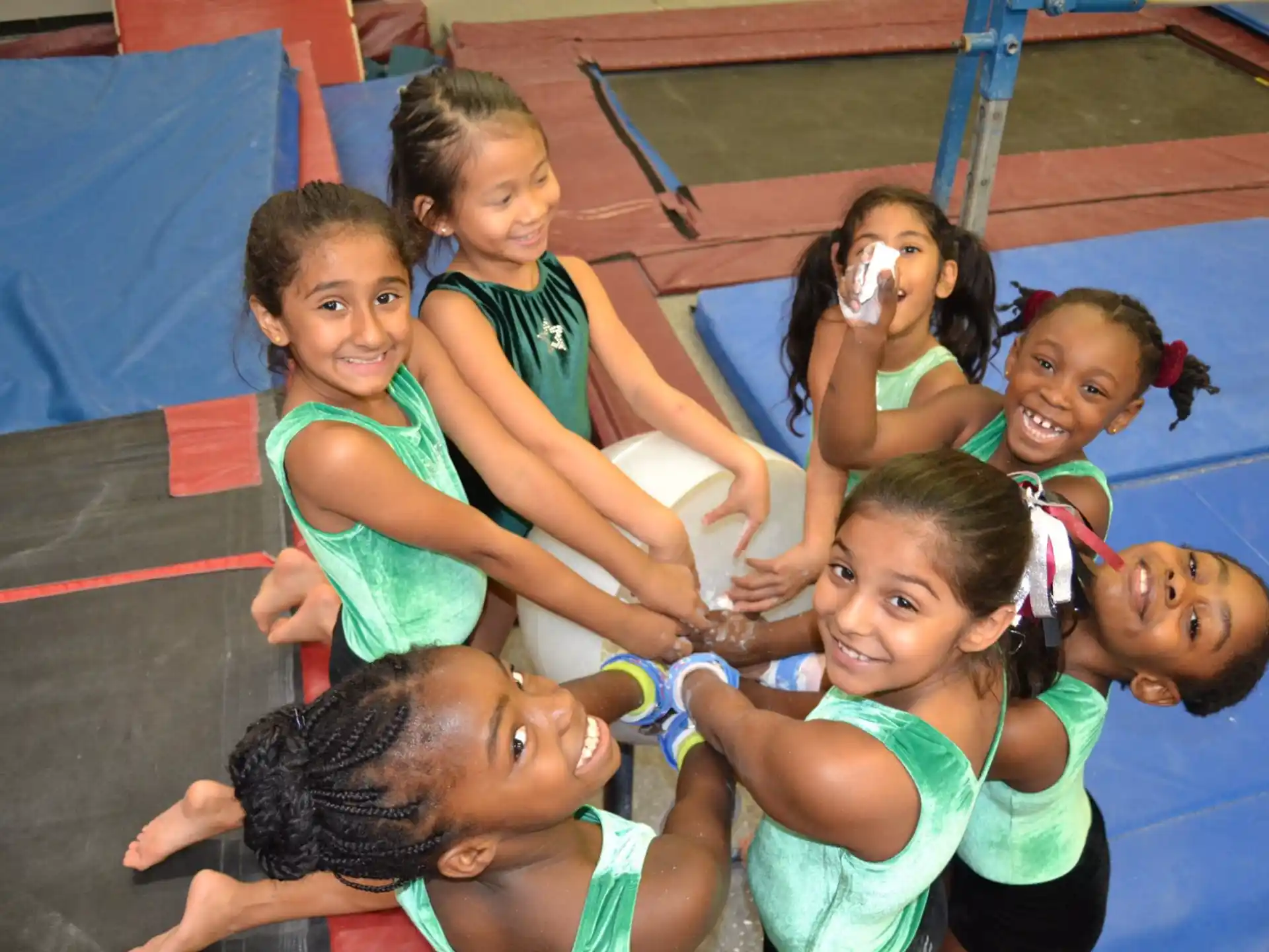 a group of children in a gym