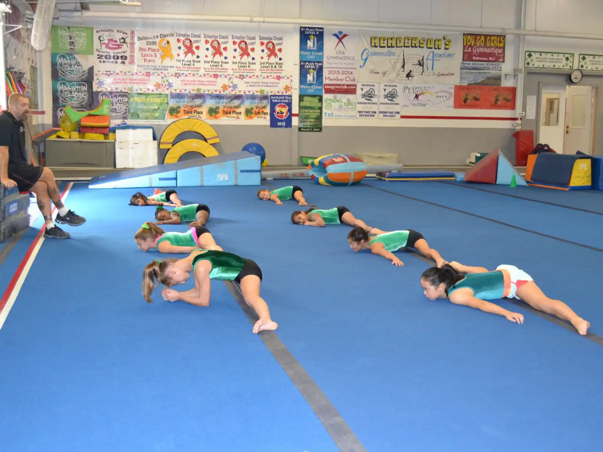 a group of people exercising