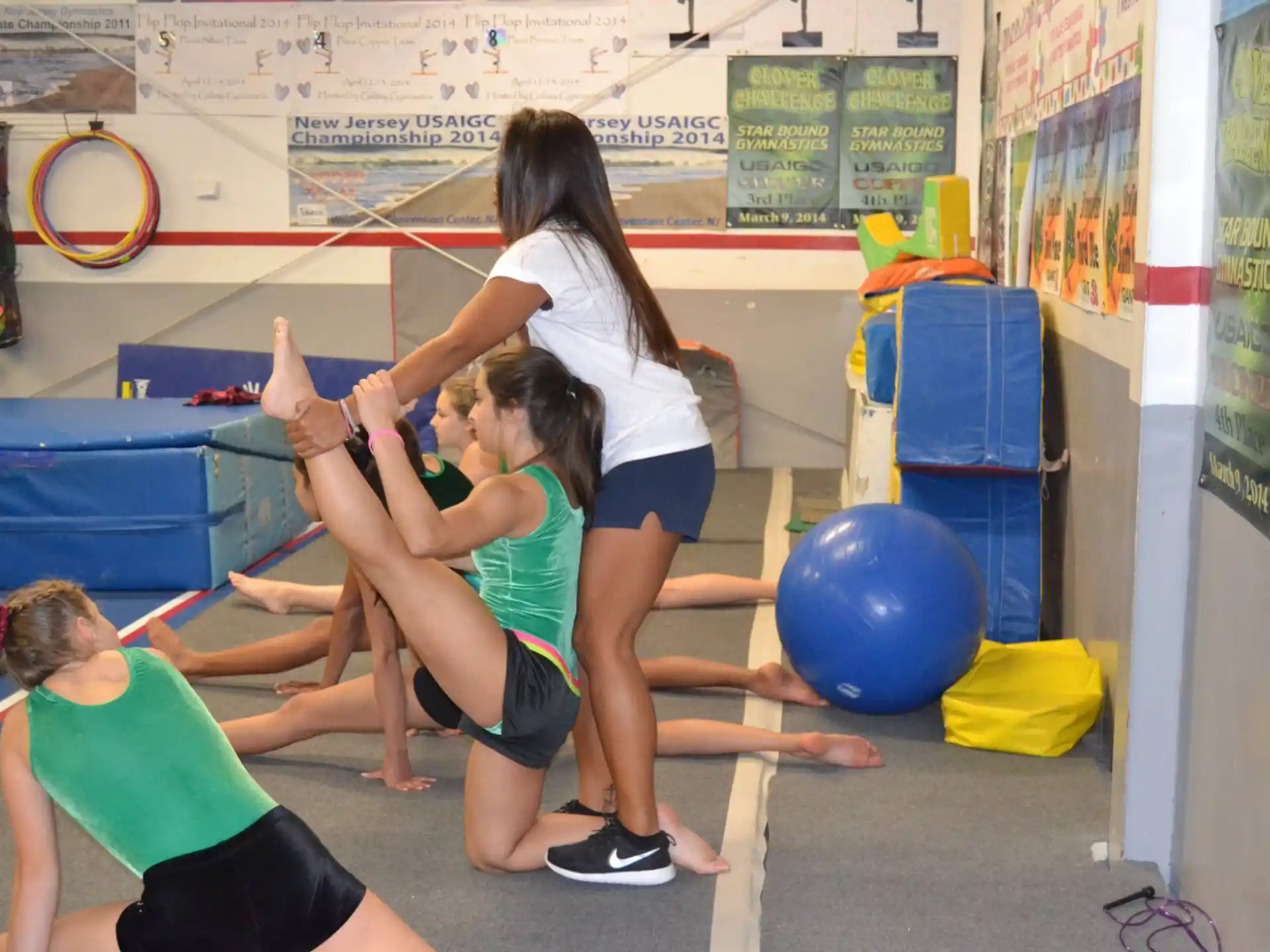 a group of women exercising